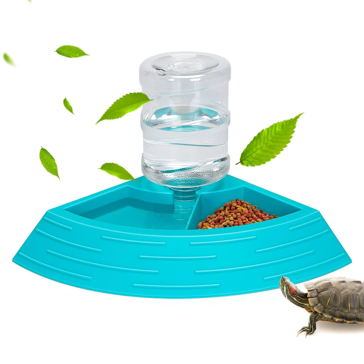 Nobleza - Alimentatore Automatico Rettile, Distributore di Acqua per Rettili Rettile Acqua Piatto Angolo Tartaruga Acqua Dispenser Bottiglia Tartaruga Cibo Ciotola (Blu, Taglia L) - immagine 1