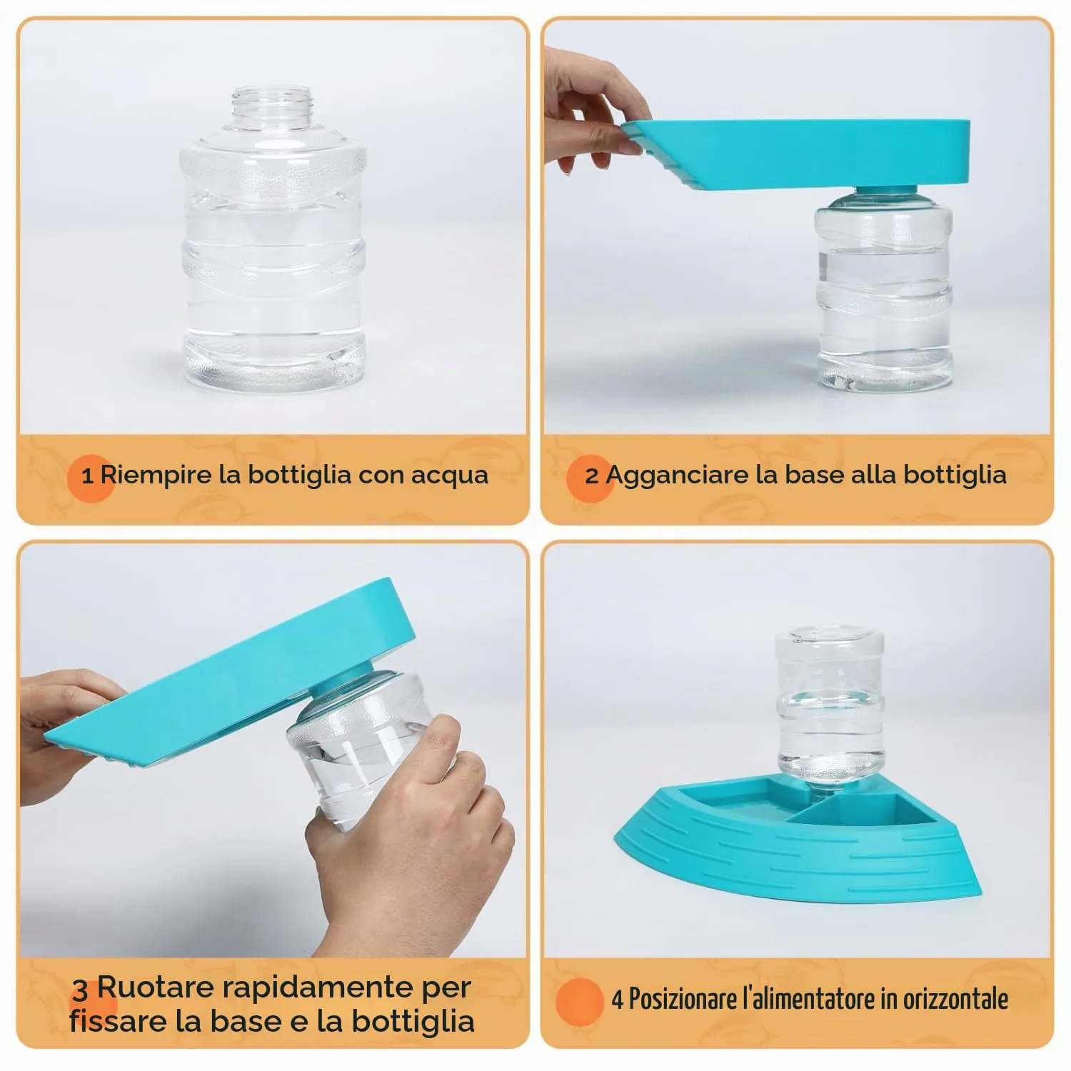 Nobleza - Alimentatore Automatico Rettile, Distributore di Acqua per Rettili Rettile Acqua Piatto Angolo Tartaruga Acqua Dispenser Bottiglia Tartaruga Cibo Ciotola (Blu, Taglia L) - immagine 6