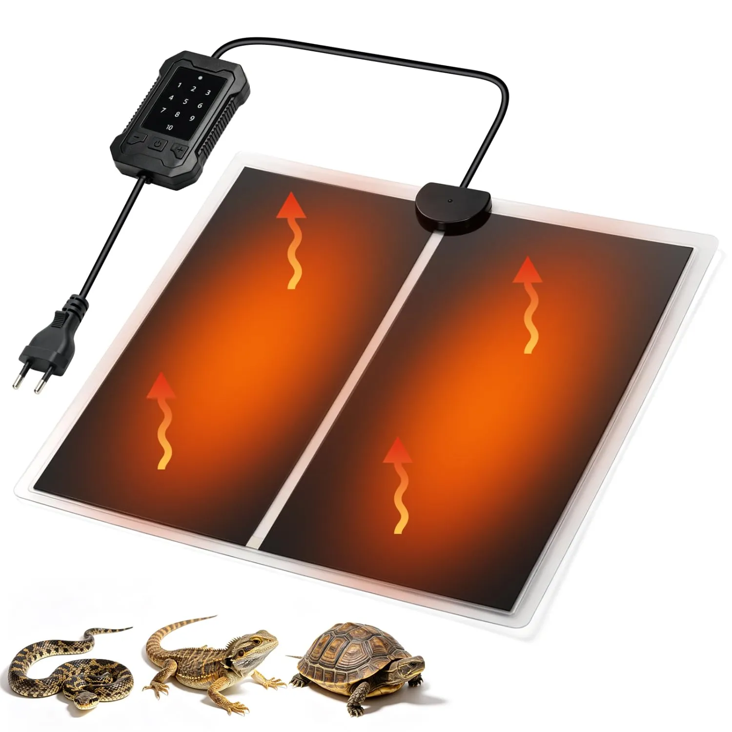 Nobleza Tappetino Riscaldante per Rettili 10 Livelli, 14W 28x28cm Termostato Auto-Riscaldante, Impermeabile per Terrario di Tartarughe, Gechi, Serpenti, Anfibi, Lucertole - immagine 1