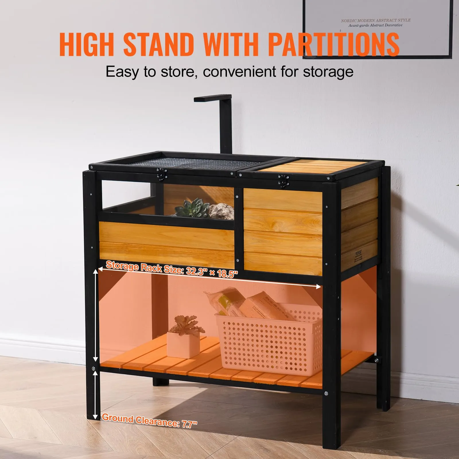 Habitat per Tartarughe VEVOR, Casa per Tartarughe in Legno di Cedro per Interni ed Esterni, Recinto per Tartarughe con Supporto Illuminato, Recinto per Rettili Piccola Gabbia per Animali con Piedini - immagine 5