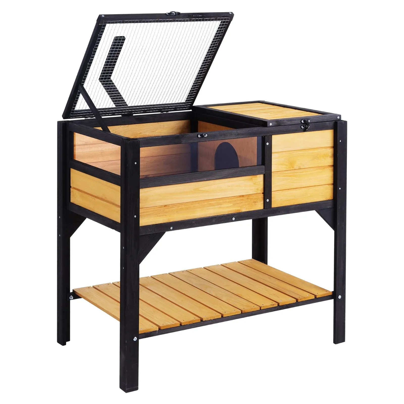 Habitat per Tartarughe VEVOR, Casa per Tartarughe in Legno di Cedro per Interni ed Esterni, Recinto per Tartarughe con Supporto Illuminato, Recinto per Rettili Piccola Gabbia per Animali con Piedini - immagine 11