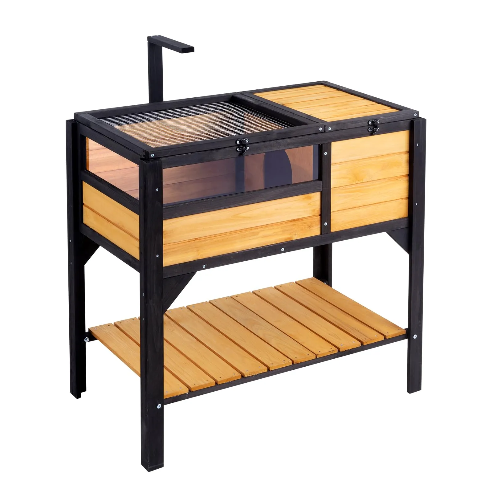 Habitat per Tartarughe VEVOR, Casa per Tartarughe in Legno di Cedro per Interni ed Esterni, Recinto per Tartarughe con Supporto Illuminato, Recinto per Rettili Piccola Gabbia per Animali con Piedini - immagine 12