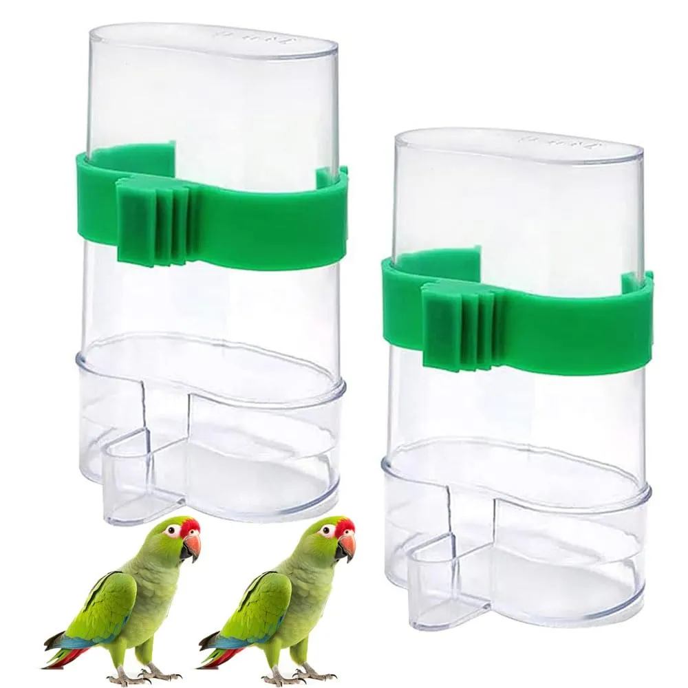 2 Pezzi Dispenser Acqua Cibo per Uccelli, 220ML Mangiatoia per Uccelli Automatica Alimentatore Automatico Dispenser per Pappagalli, Mangiatoia Alimentatore Automatico, per canarinil(13 x 7,5 cm) - immagine 1