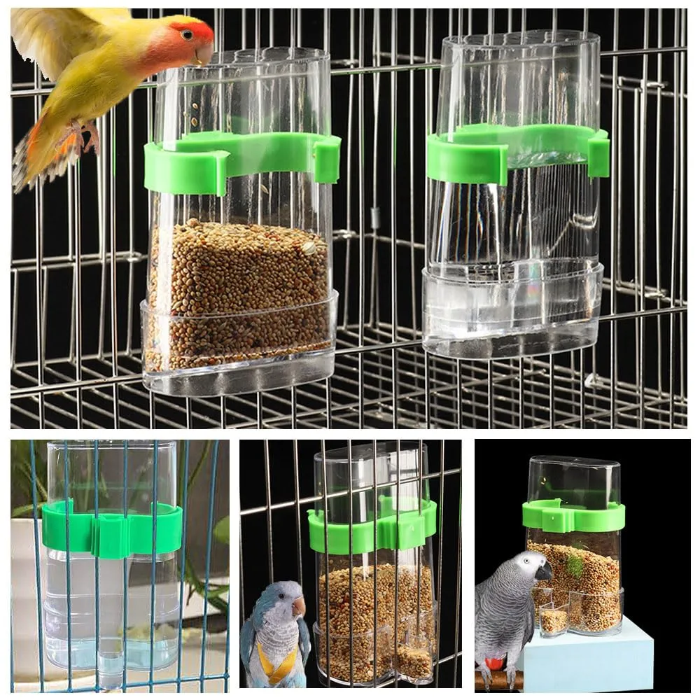 2 Pezzi Dispenser Acqua Cibo per Uccelli, 220ML Mangiatoia per Uccelli Automatica Alimentatore Automatico Dispenser per Pappagalli, Mangiatoia Alimentatore Automatico, per canarinil(13 x 7,5 cm) - immagine 4