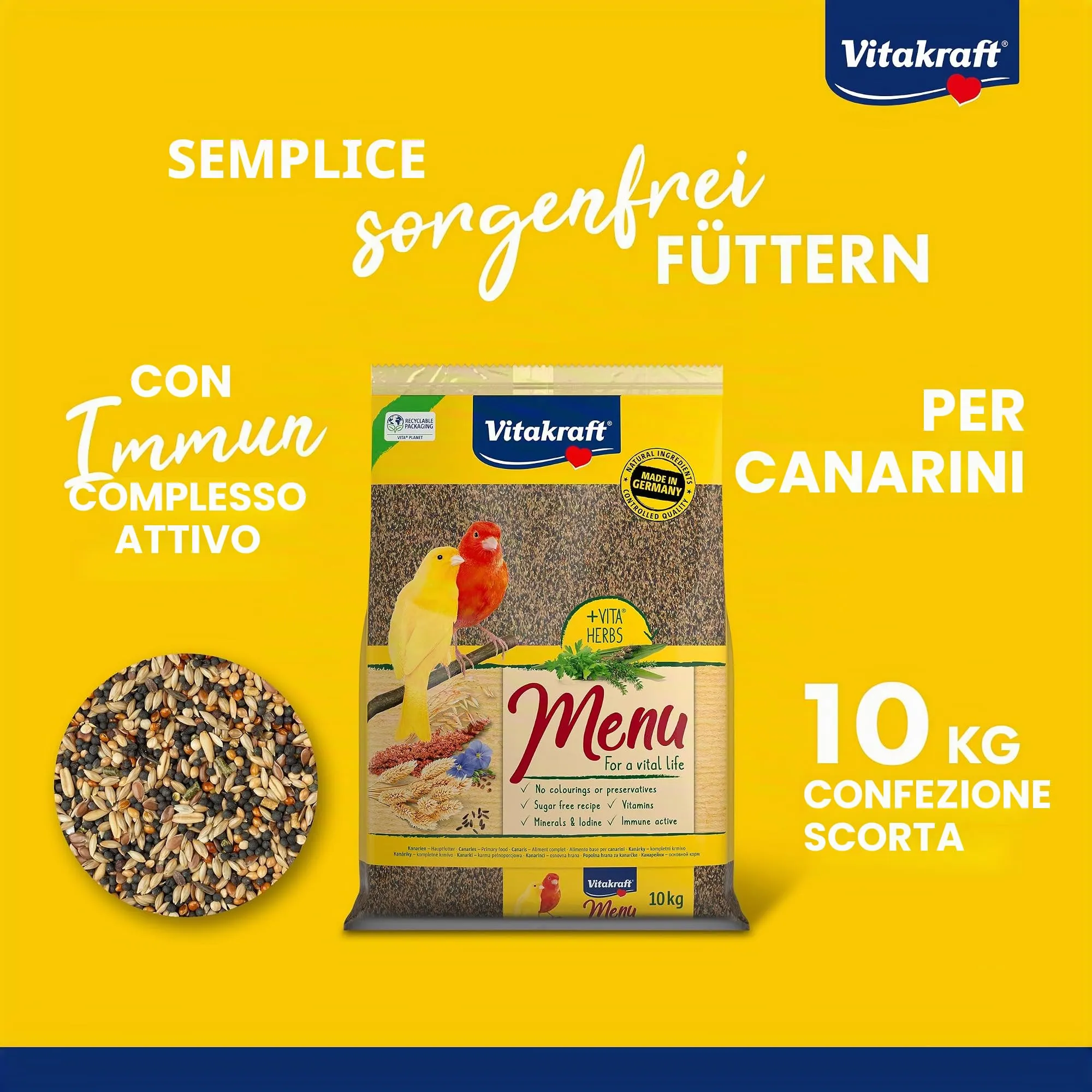 Vitakraft Menu, mangime per canarini, semi, confezione grande (1x 10 kg) - immagine 2