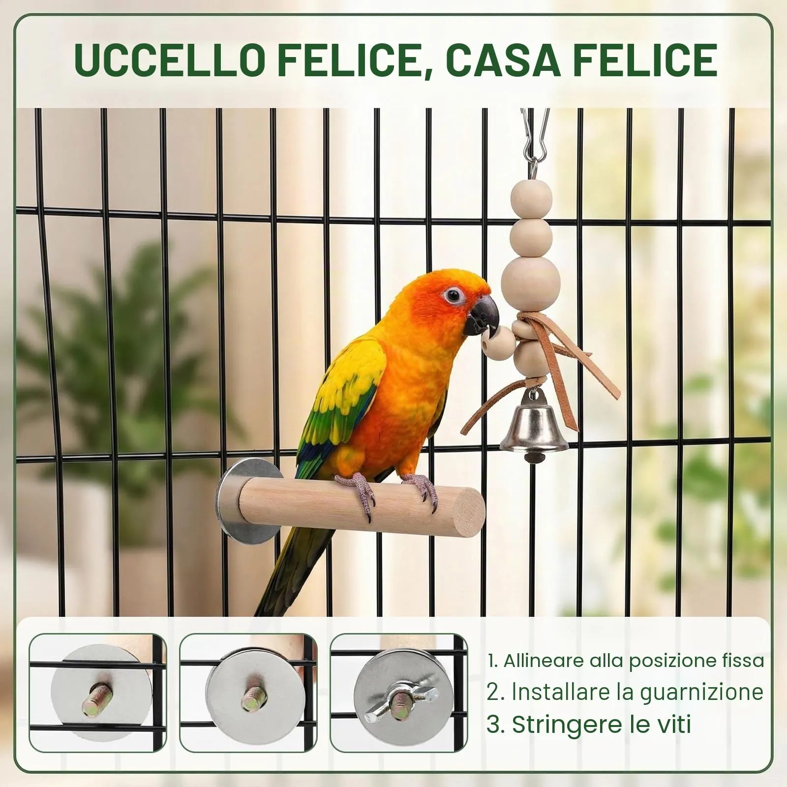 NiceNaiils 8 Pezzi Posatoio per Pappagalli, Trespolo per Pappagalli, Giochi-Pappagalli, Trespolo per Pappagalli per Uccello Giocattolo di Masticare Domestico Piattaforma - immagine 2