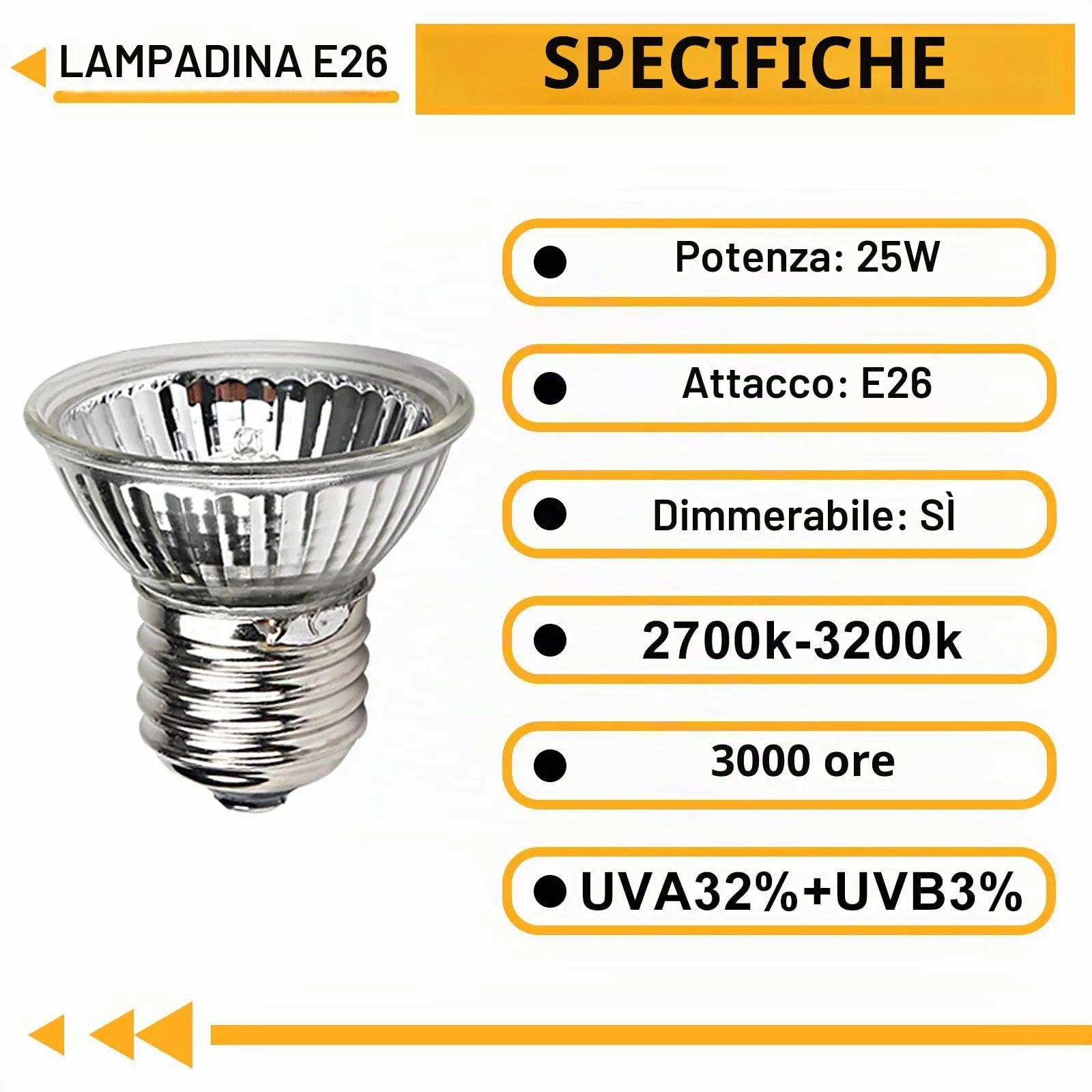 LedWekei 2 pezzi Lampada riscaldante per tartarughe, terrario, 25 W, UVA/UVB, per rettili, con attacco E27, adatta per tartarughe, draghi barbuti, lucertole e serpenti - immagine 2