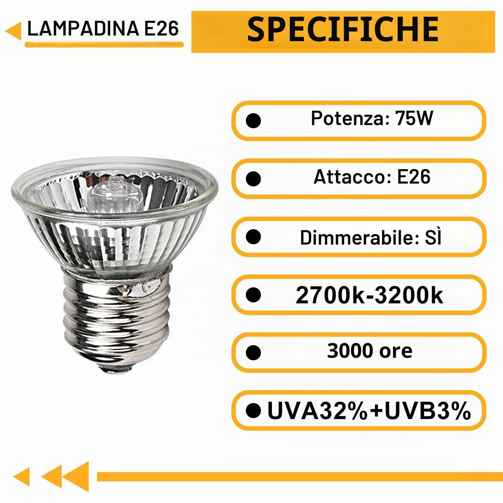 LedWekei 4 pezzi Lampada riscaldante per tartarughe, terrario, 75 W, UVA/UVB, per rettili, con attacco E27, adatta per tartarughe, draghi barbuti, lucertole e serpenti - immagine 2