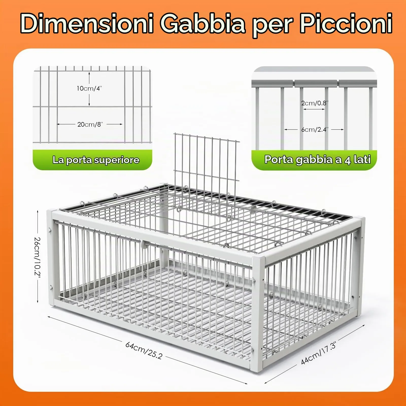 MOGOULUA Gabbia per piccioni, 60 cm, con lucernario aperto superiore, gabbia per uccelli di piccioni, piccioni, piccioni, piccioni, quaglie (bianco) - immagine 5