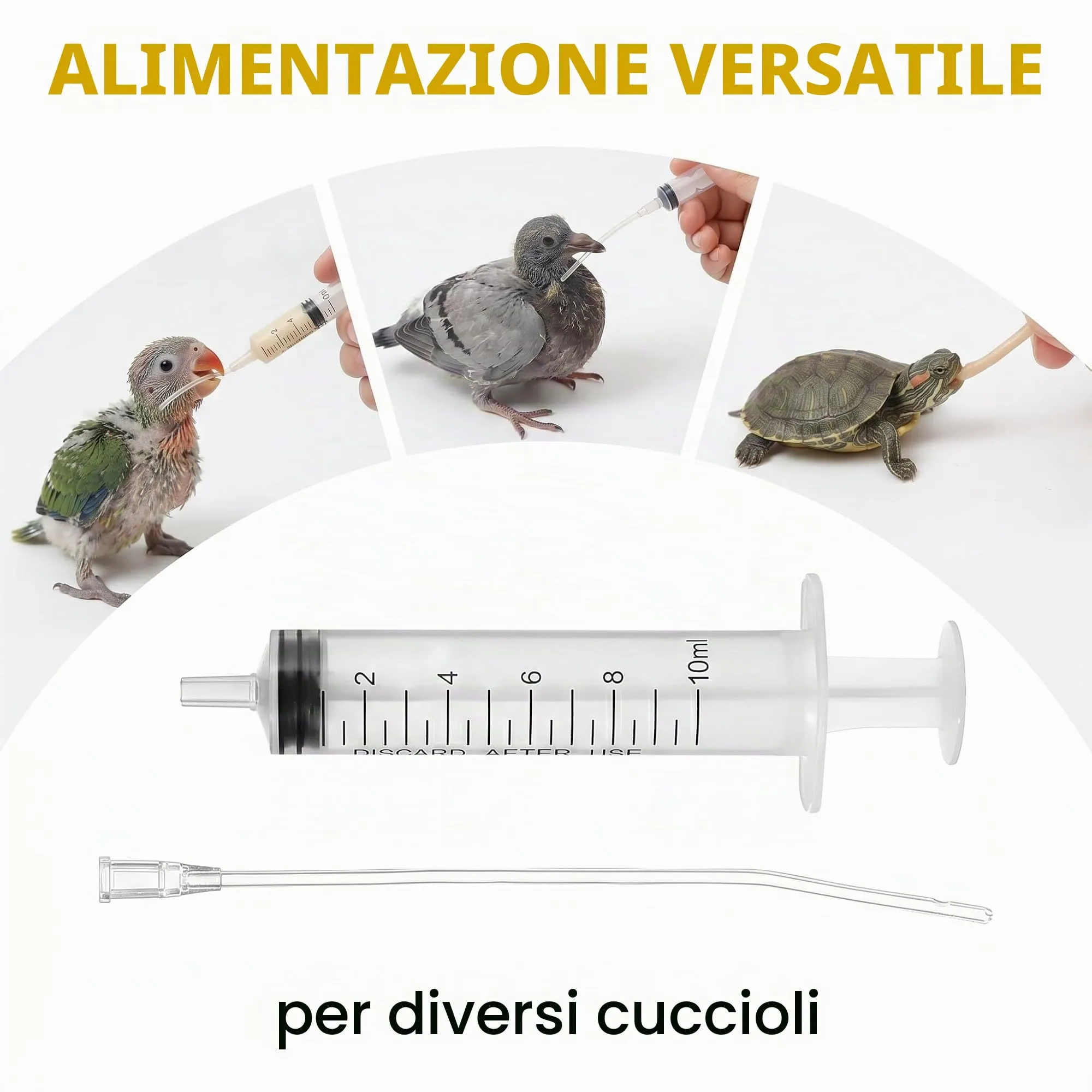 DBCEJF Kit Alimentazione per Uccelli e Piccioni, Siringa da 10 ml con 10 Tubicini Flessibili da 15 cm, Mangiatoia Manuale per Svezzamento di Pappagalli, Inseparabili e Tartarughe, Accessori Volatili - immagine 4