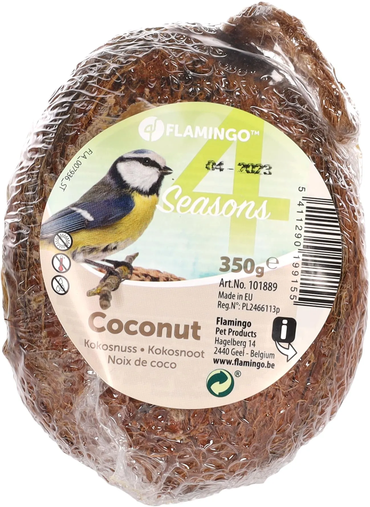 Flamingo Mangime Uccelli Selvatici - qualità Premium - Noce di Cocco ripiena Classica con Semi e Grassi - 200g - immagine 1