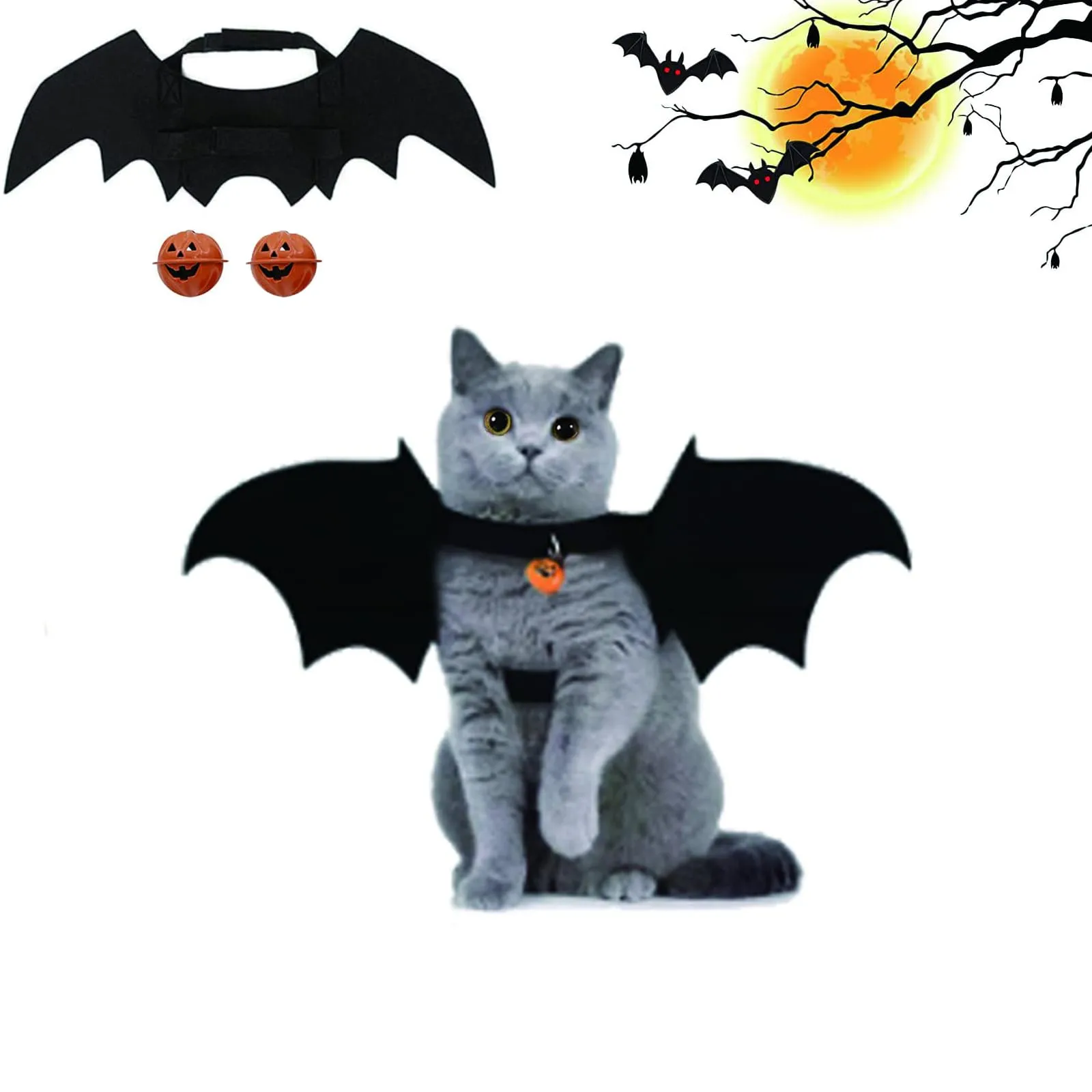 Costumi di Halloween per Gatti, Mantello per animali domestici, Scialle per cani di piccola taglia (B) - immagine 1