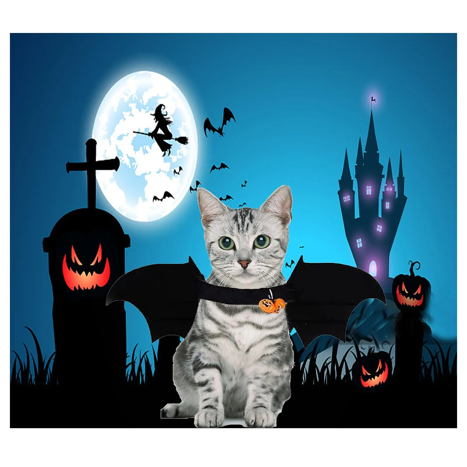 Costumi di Halloween per Gatti, Mantello per animali domestici, Scialle per cani di piccola taglia (B) - immagine 4