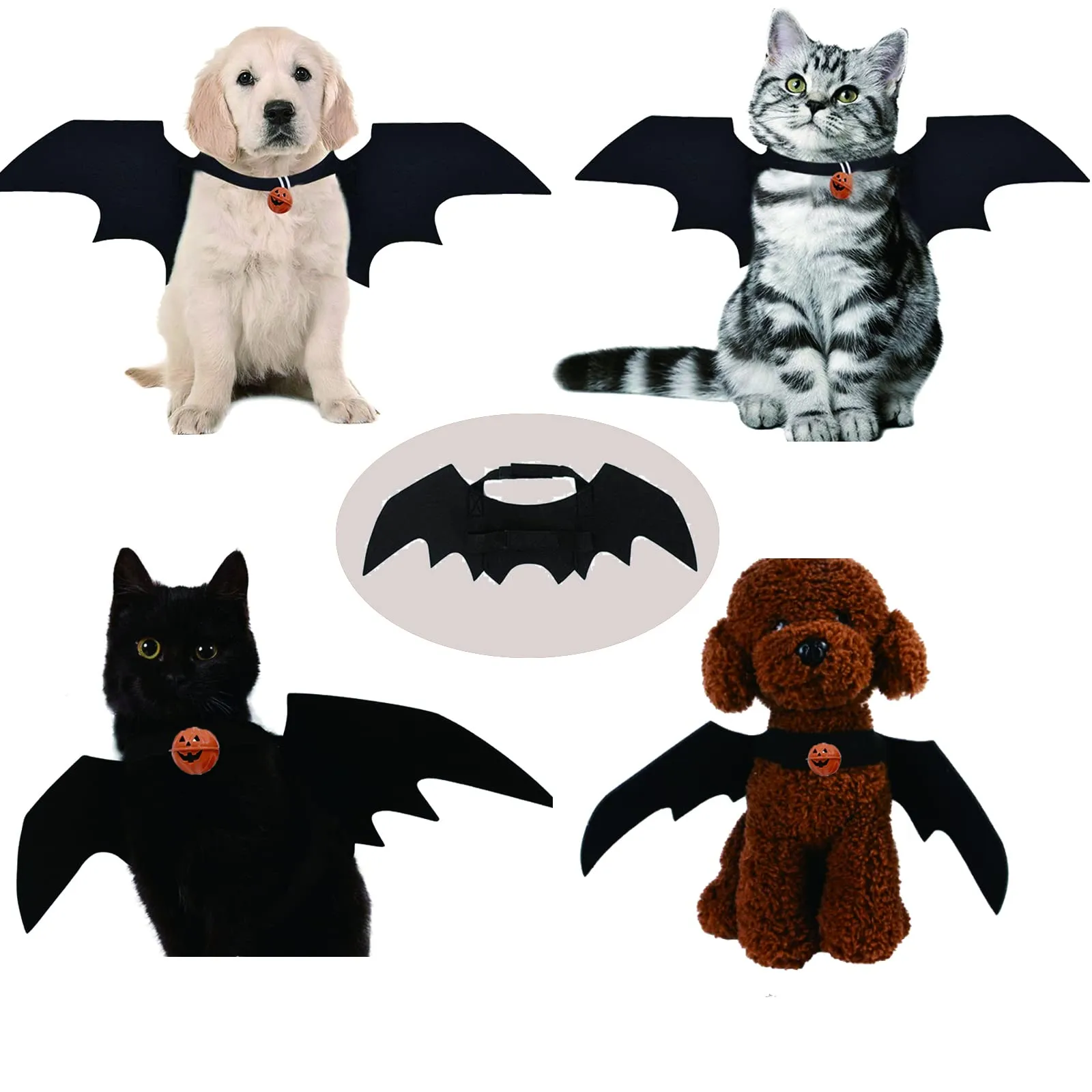 Costumi di Halloween per Gatti, Mantello per animali domestici, Scialle per cani di piccola taglia (B) - immagine 6