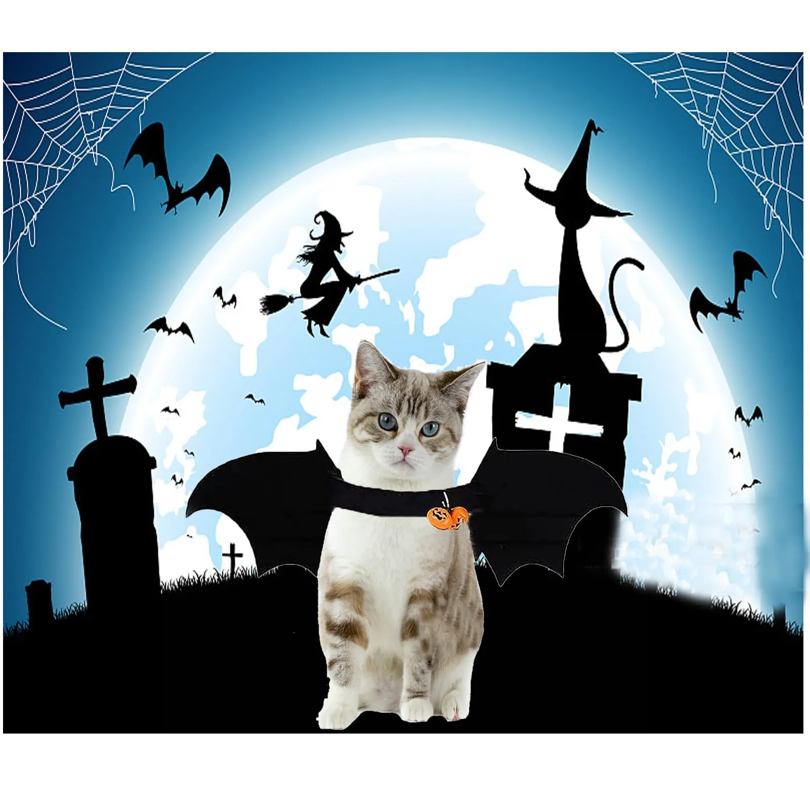 Costumi di Halloween per Gatti, Mantello per animali domestici, Scialle per cani di piccola taglia (B) - immagine 7