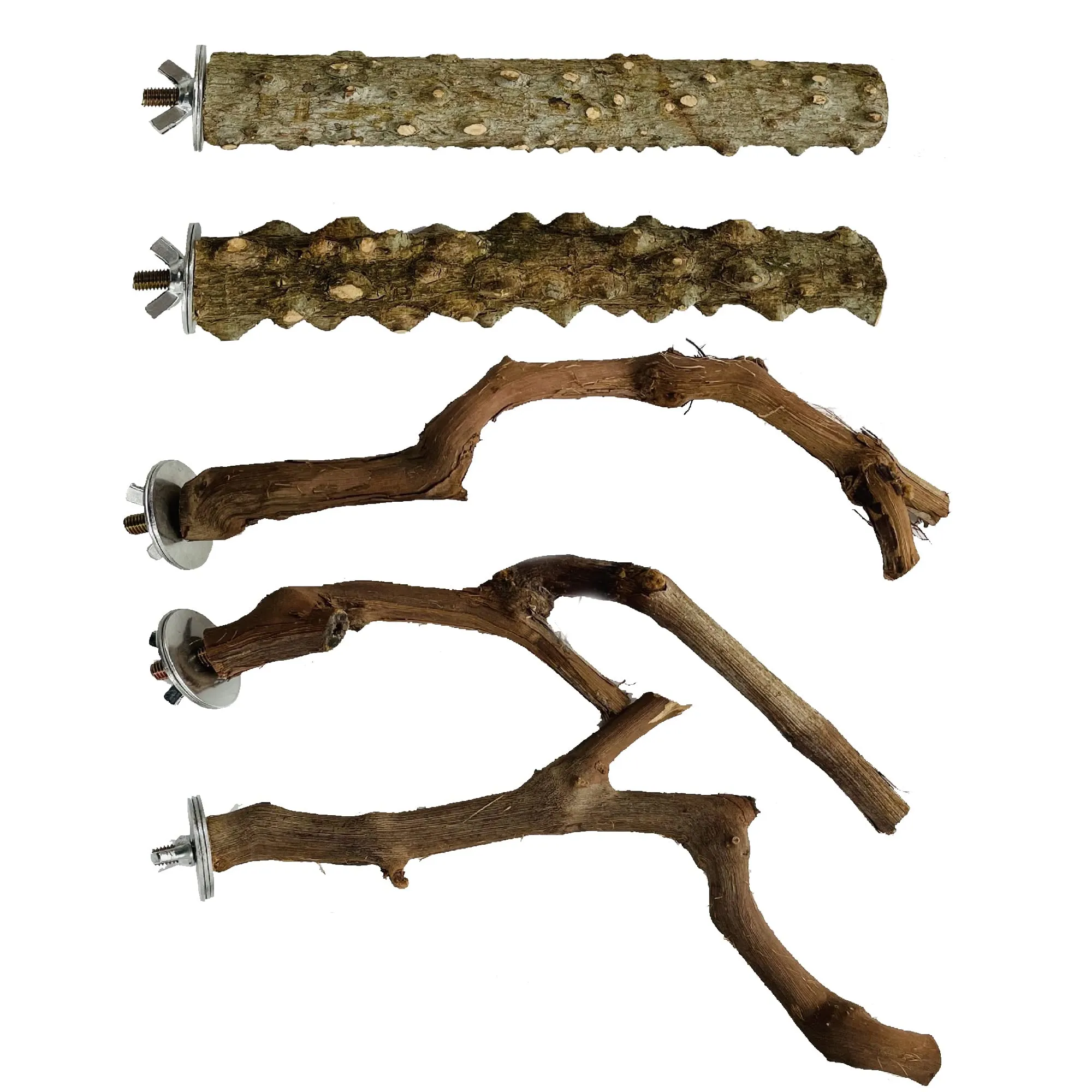 Allazone 5 Pz Posatoi in Legno di Uccelli, Posatoi per Uccelli, Trespolo per Uccelli e Pappagalli, Ramo D'uva Naturale Giocattolo Posatoi per Uccelli Legno Naturale per Cacatua, Cocorite - immagine 1