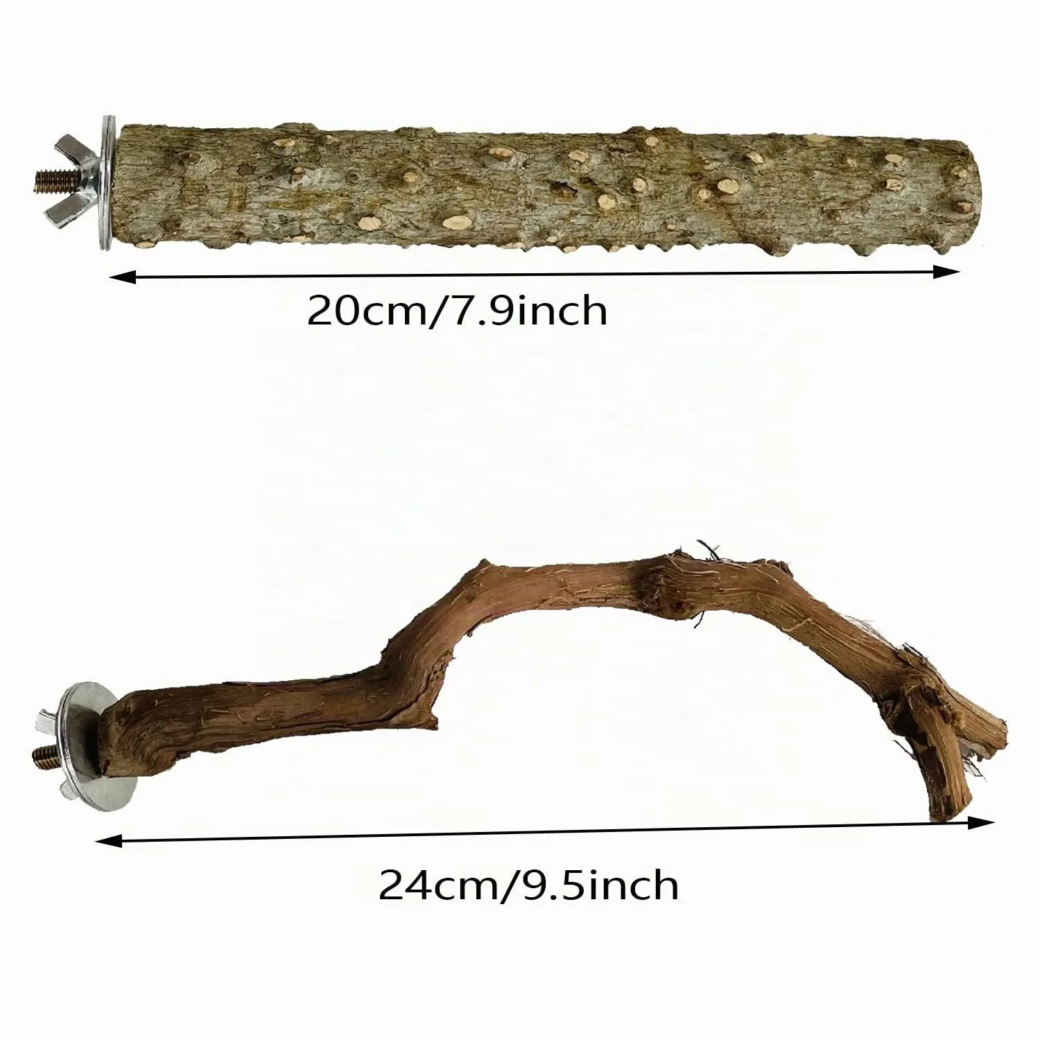 Allazone 5 Pz Posatoi in Legno di Uccelli, Posatoi per Uccelli, Trespolo per Uccelli e Pappagalli, Ramo D'uva Naturale Giocattolo Posatoi per Uccelli Legno Naturale per Cacatua, Cocorite - immagine 2