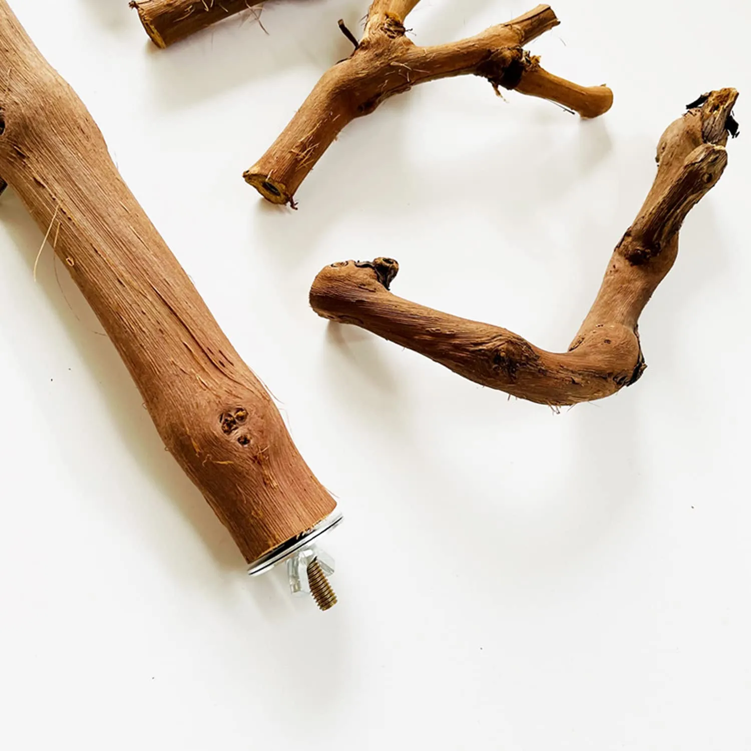 Allazone 4 Pz Posatoi in Legno di Uccelli, Posatoi per Uccelli, Ramo D'uva Naturale Giocattolo Posatoi per Uccelli Legno Naturale per Cacatua, Cocorite, Fringuelli - immagine 5