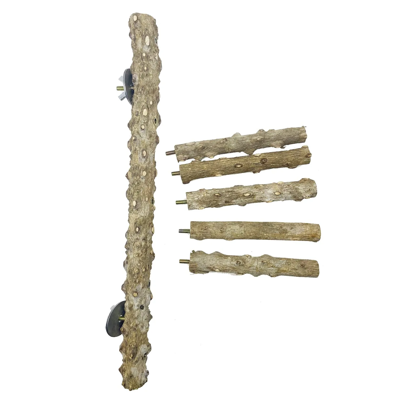 Allazone 3 Pz Posatoio per Pappagalli, Legno Naturale Gabbia per Uccelli Scala, Posatoi per Uccelli Legno, Posatoi per Gabbia per Uccelli - immagine 6