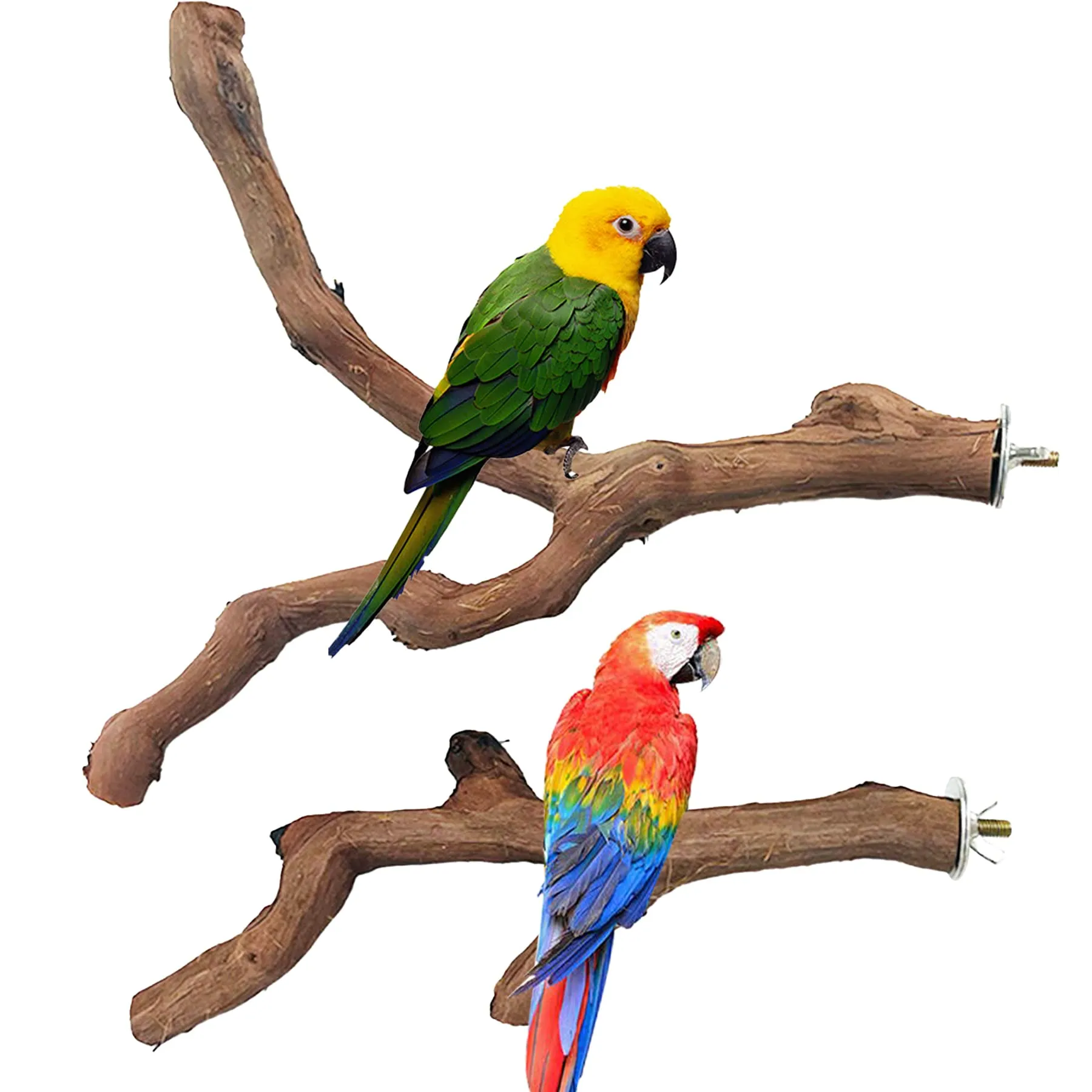Allazone 4 Pz Posatoi in Legno di Uccelli, Posatoi per Uccelli, Ramo D'uva Naturale Giocattolo Posatoi per Uccelli Legno Naturale per Cacatua, Cocorite, Fringuelli - immagine 2