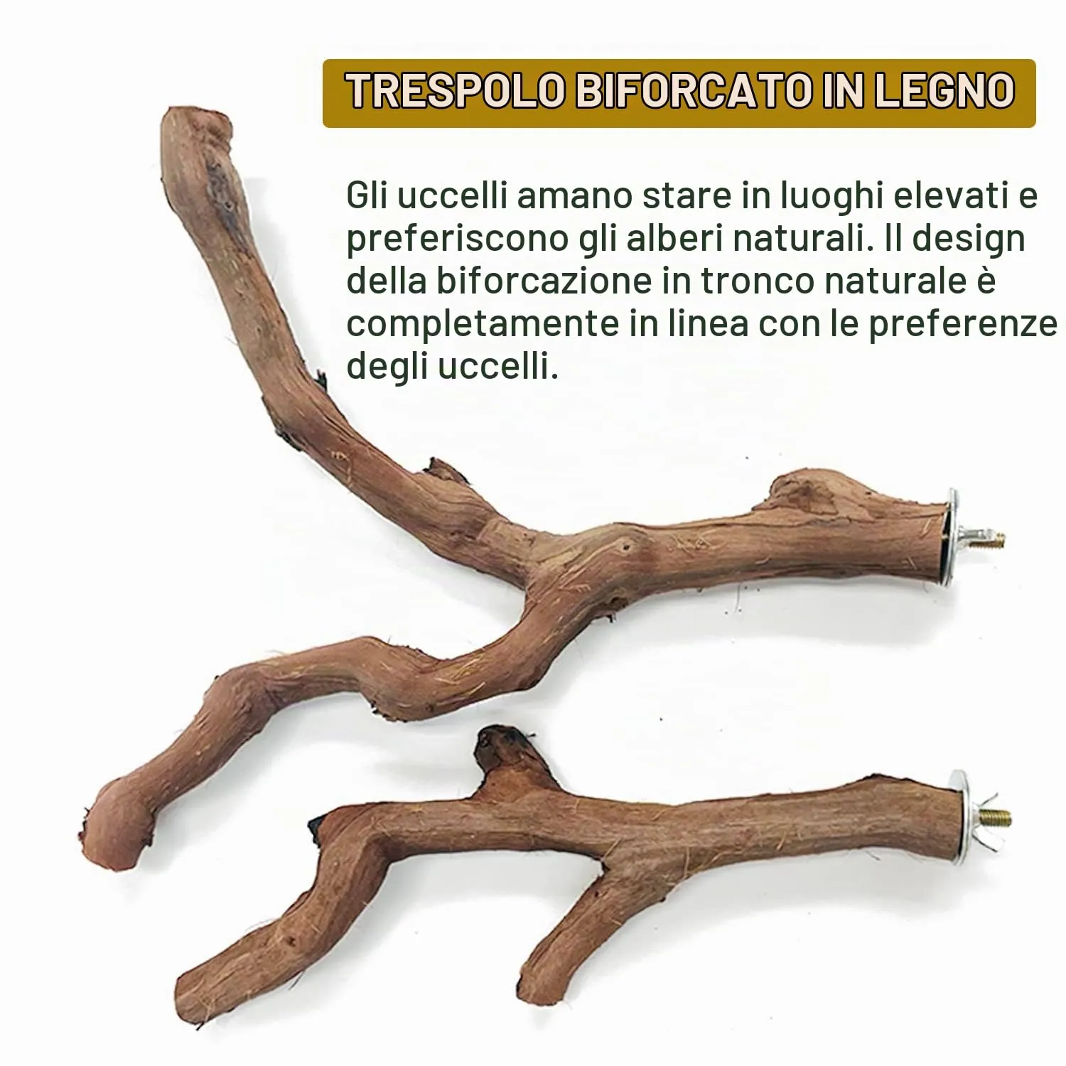 Allazone 4 Pz Posatoi in Legno di Uccelli, Posatoi per Uccelli, Ramo D'uva Naturale Giocattolo Posatoi per Uccelli Legno Naturale per Cacatua, Cocorite, Fringuelli - immagine 3
