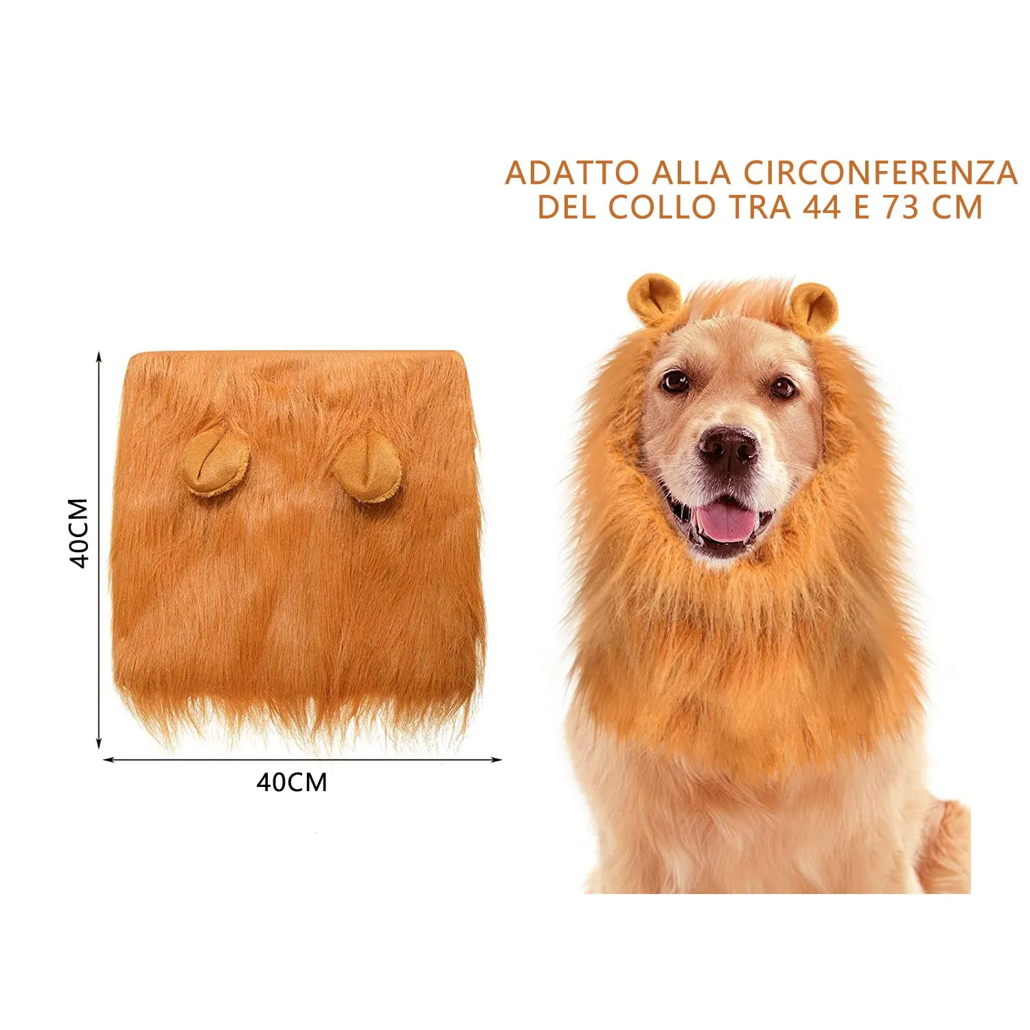 LATRAT Criniera di leone per cani, parrucca con orecchie, regolabile, per travestimento da leone per cani, Cosplay Costume Orecchie per Cane Gatto Halloween Partito Natale Vestire Marrone - immagine 2