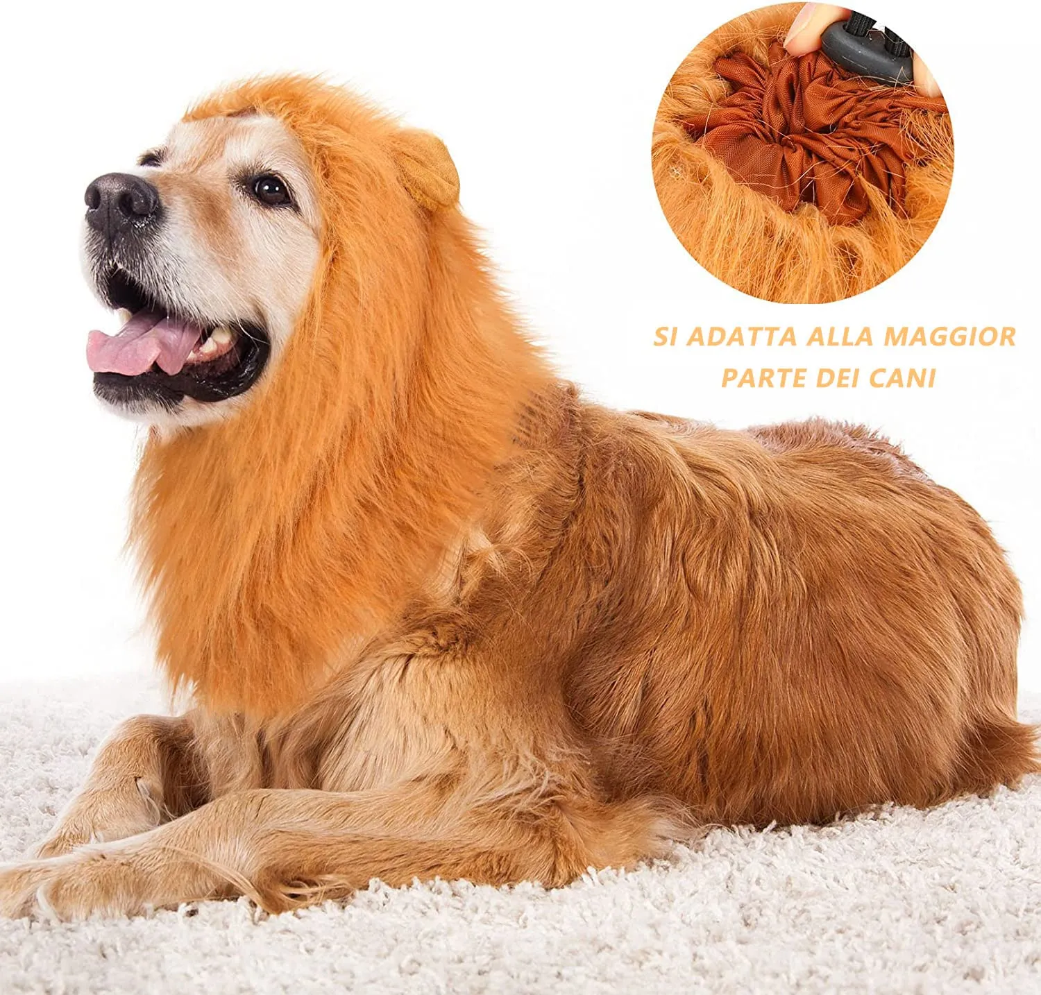 LATRAT Criniera di leone per cani, parrucca con orecchie, regolabile, per travestimento da leone per cani, Cosplay Costume Orecchie per Cane Gatto Halloween Partito Natale Vestire Marrone - immagine 3