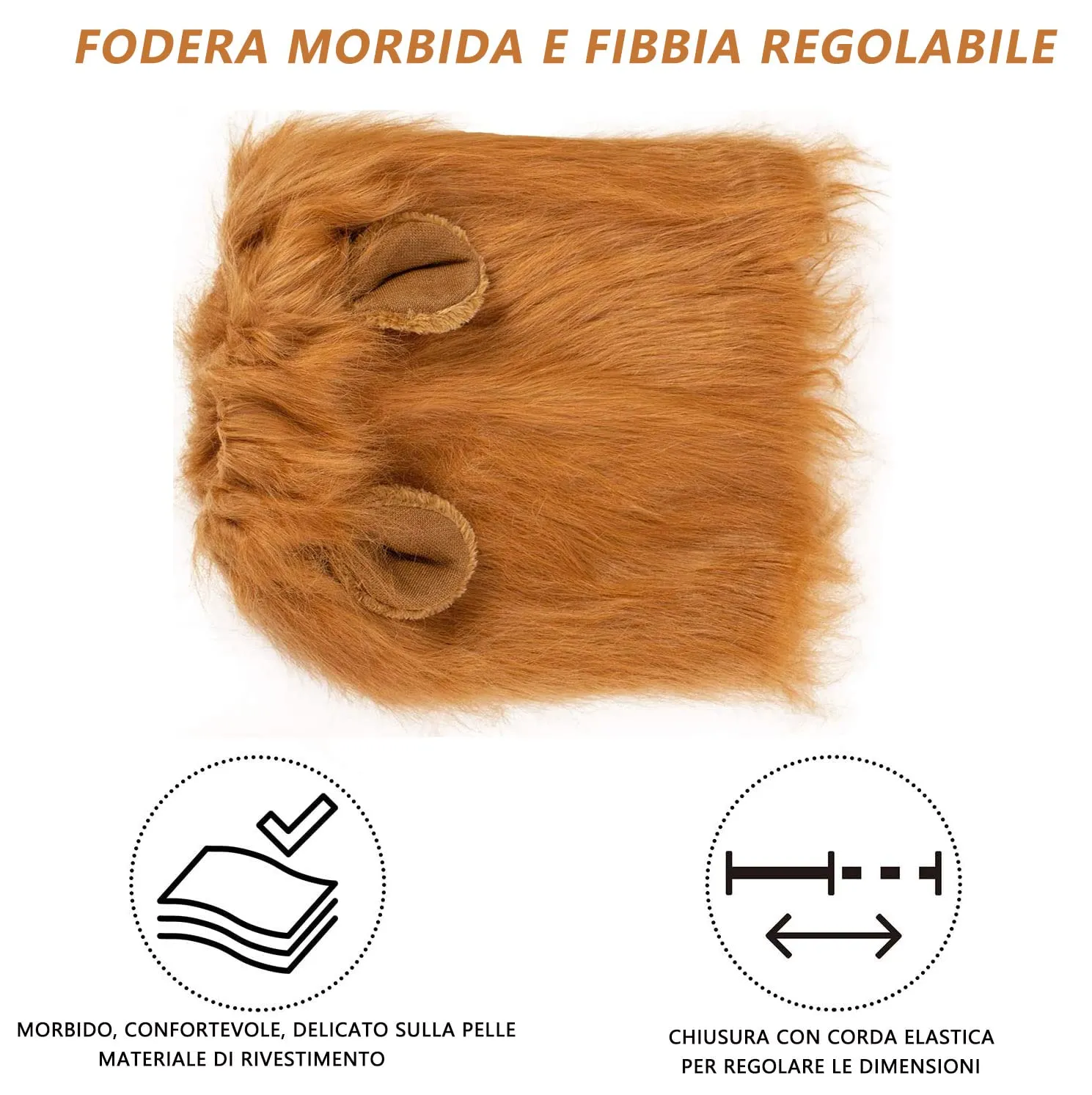 LATRAT Criniera di leone per cani, parrucca con orecchie, regolabile, per travestimento da leone per cani, Cosplay Costume Orecchie per Cane Gatto Halloween Partito Natale Vestire Marrone - immagine 4