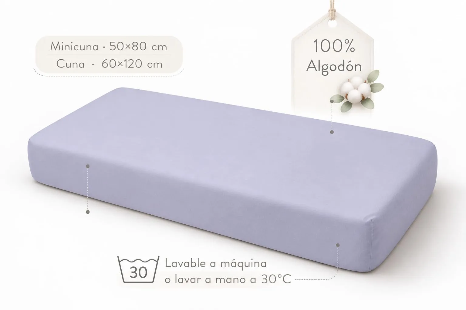 TRAMAS+ Set di Lenzuola per Culla e Miniculla, Lenzuola 100% Cotone Super Morbido per Bebè, Tessili per Cameretta 3 Pezzi con Disegni Allegri - Culla - 60x120 cm, Blu Chiaro - immagine 4