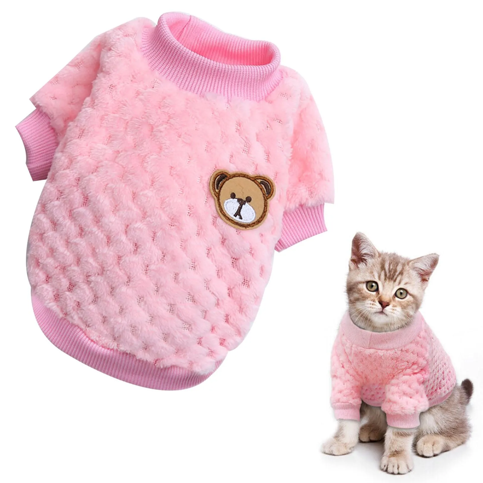 Maglioncino Cane, Caldo Maglioncino Per Cani, Maglione Per Cane, Maglione per Animali Domestici, Maglione Dolcevita per Cani, Maglione a Caldo Pullover Outwear Cappotti Freddi per Cani Gatti,rosa - immagine 1