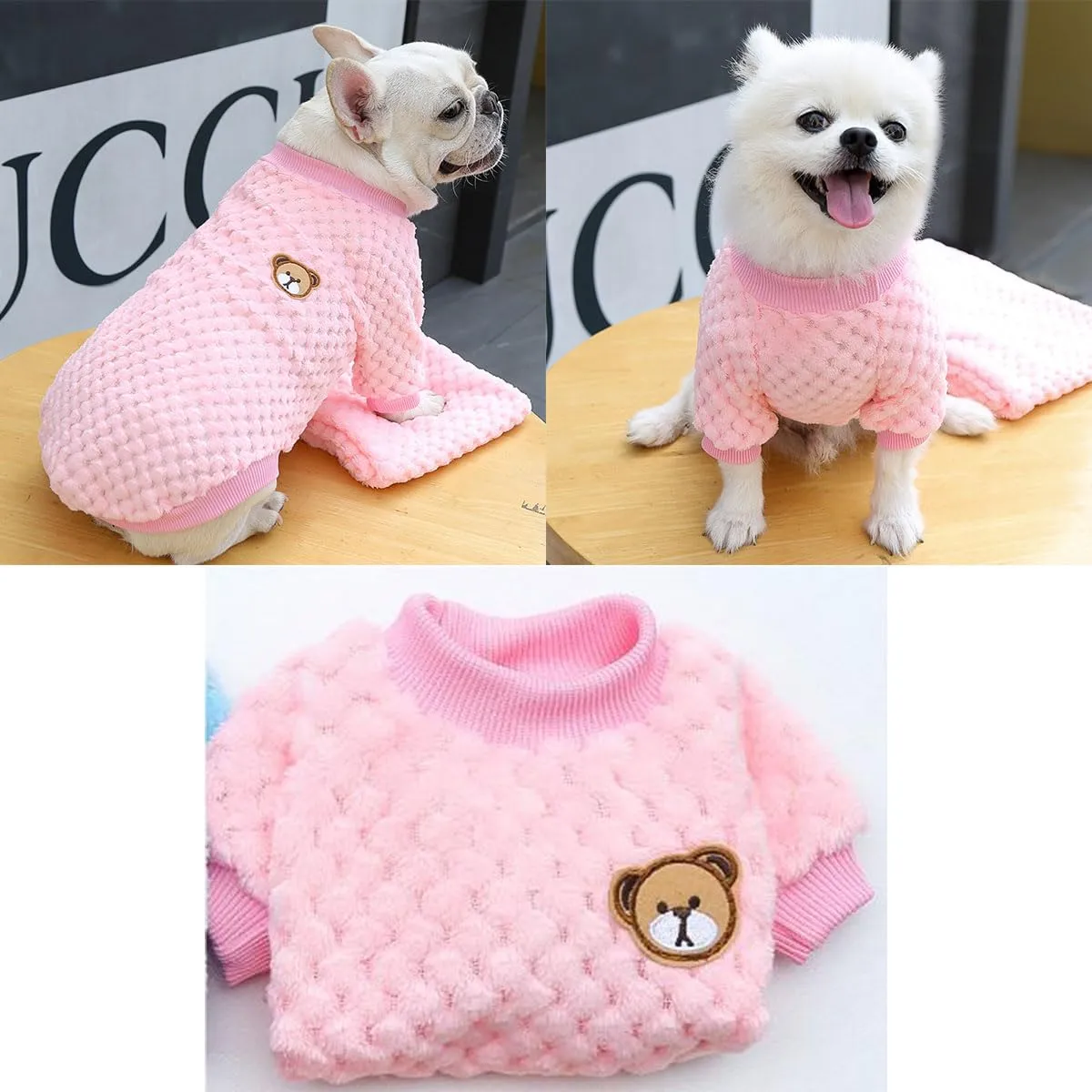Maglioncino Cane, Caldo Maglioncino Per Cani, Maglione Per Cane, Maglione per Animali Domestici, Maglione Dolcevita per Cani, Maglione a Caldo Pullover Outwear Cappotti Freddi per Cani Gatti,rosa - immagine 2