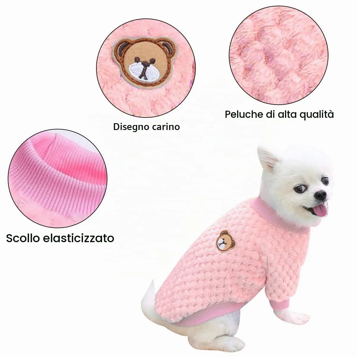 Maglioncino Cane, Caldo Maglioncino Per Cani, Maglione Per Cane, Maglione per Animali Domestici, Maglione Dolcevita per Cani, Maglione a Caldo Pullover Outwear Cappotti Freddi per Cani Gatti,rosa - immagine 3