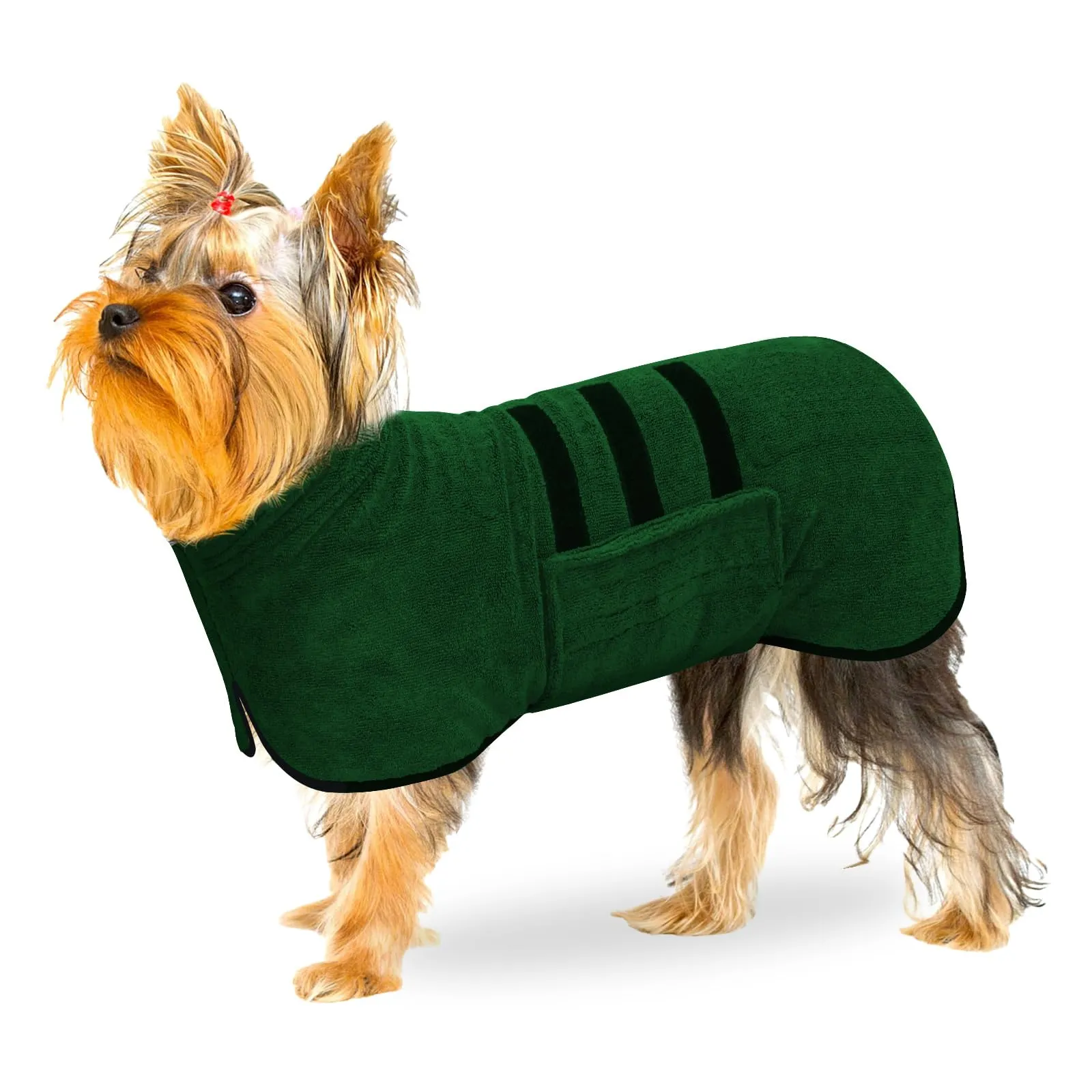 BASVII Accappatoio per cani in microfibra, accappatoio per cani extra assorbente e ad asciugatura rapida, con chiusura e nastro termoretraibile regolabile.(S) - immagine 1