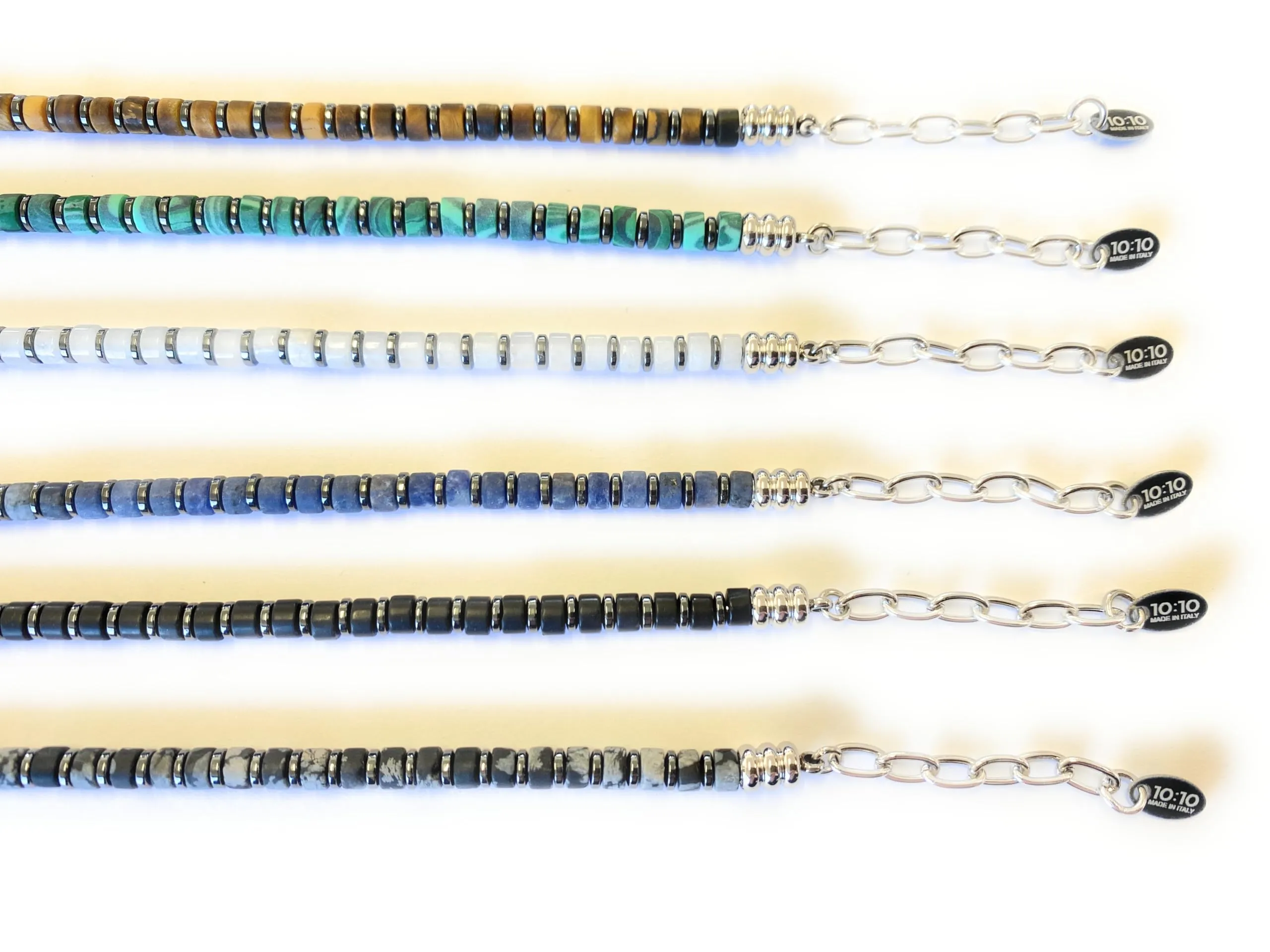 10:10 Bracciale uomo pietre naturali di occhio di tigre, ematite e acciaio inossidabile. Braccialetto artigianale regolabile, comodo e resistente - Made In Italy (Occhio di Tigre) - immagine 7