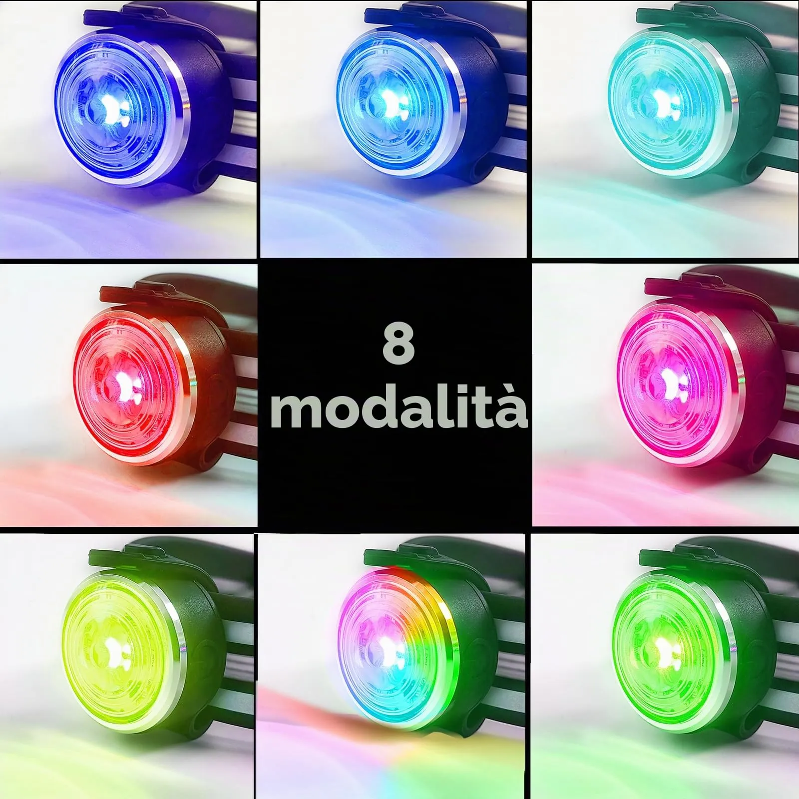Tubasion Confezione da 2 luci per cani per passeggiate notturne, 8 modalità di luci ricaricabili migliorate per collare per cani per clip notturna, IPX6 impermeabile e luci di sicurezza a banda di - immagine 3