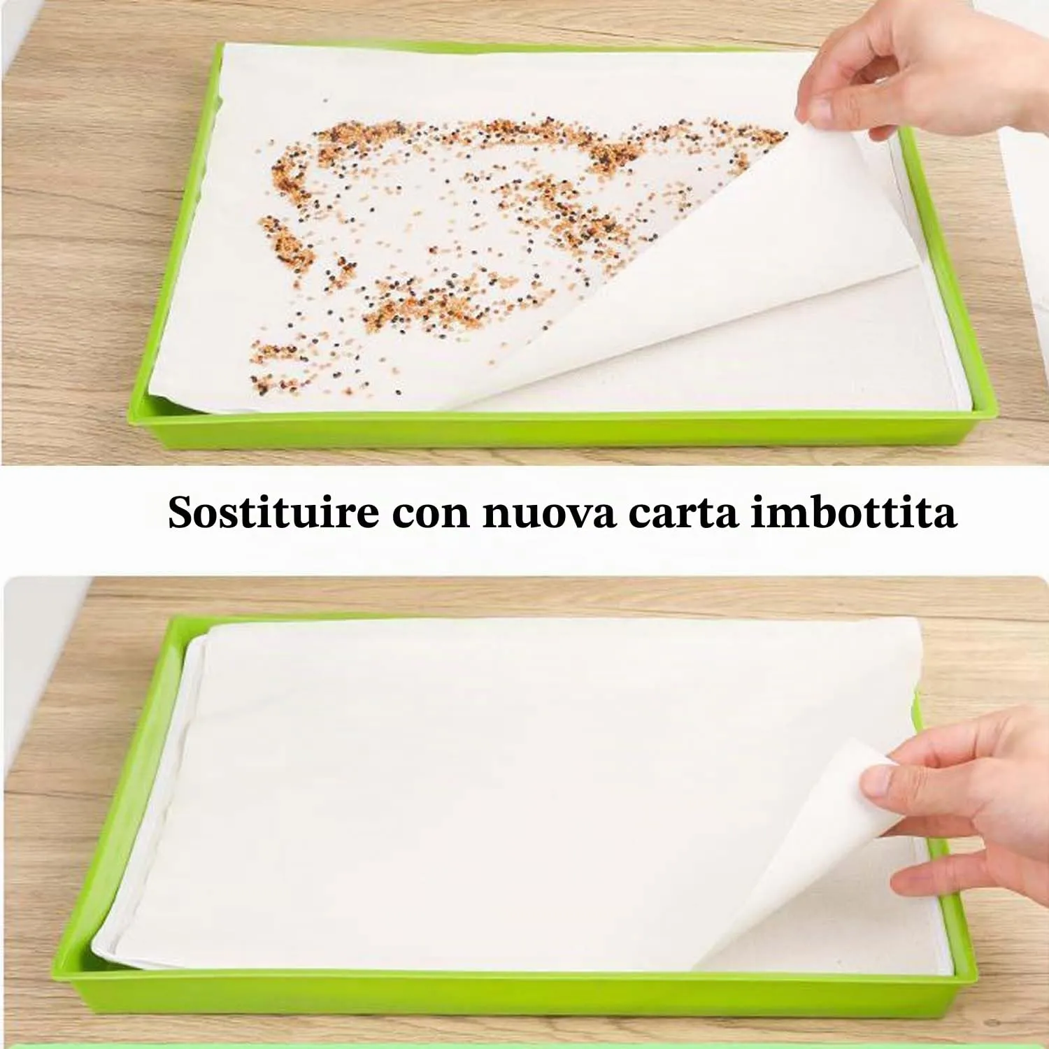 Allazone 100 Fogli di Carta per Gabbie per Uccelli, Fogli in Tessuto non Tessuto per Gabbie per Uccelli, Pretagliati e Assorbenti per Animali Domestici (25 x 35cm) - immagine 4
