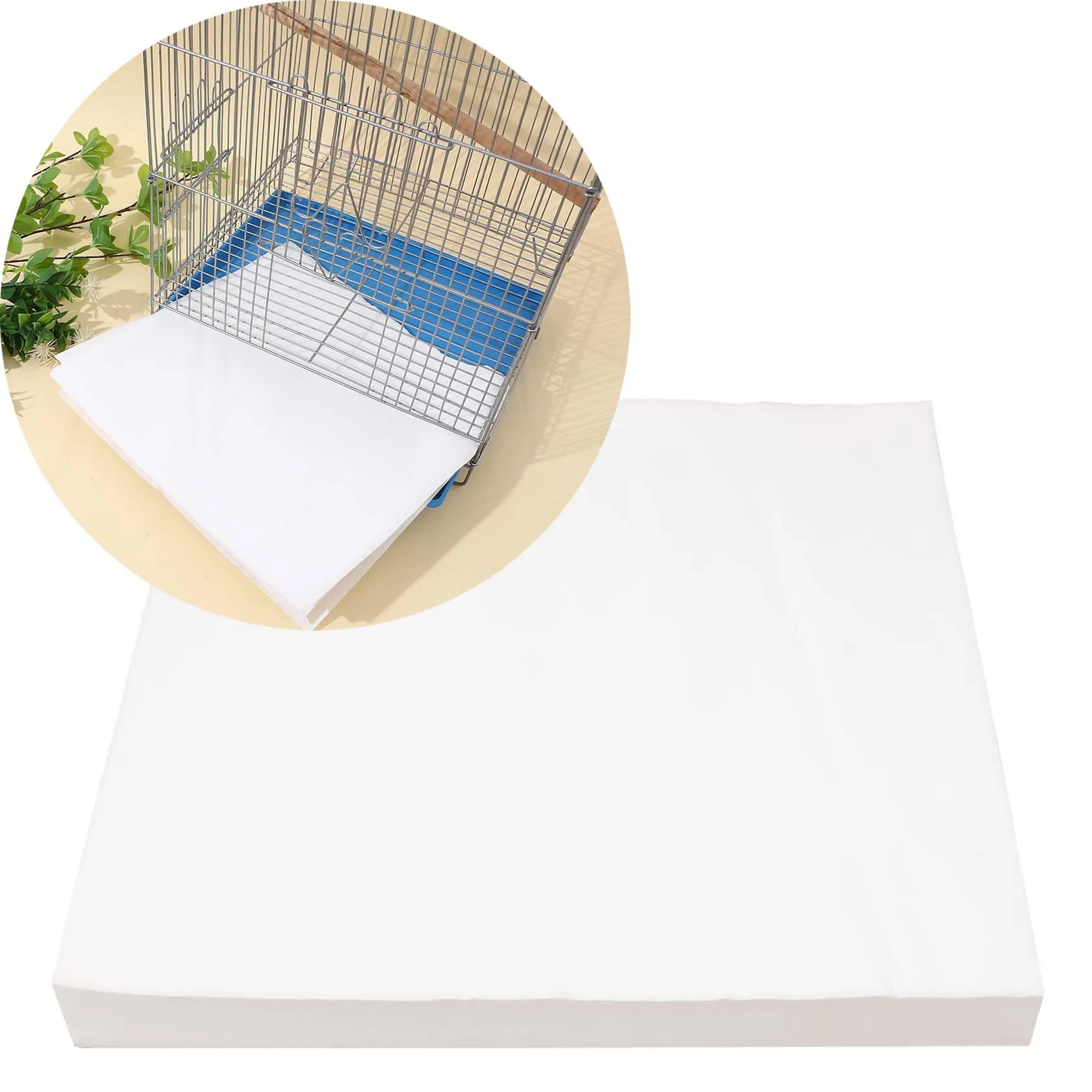 Allazone 100 Fogli di Carta per Gabbie per Uccelli, Fogli in Tessuto non Tessuto per Gabbie per Uccelli, Pretagliati e Assorbenti per Animali Domestici (25 x 30cm) - immagine 1