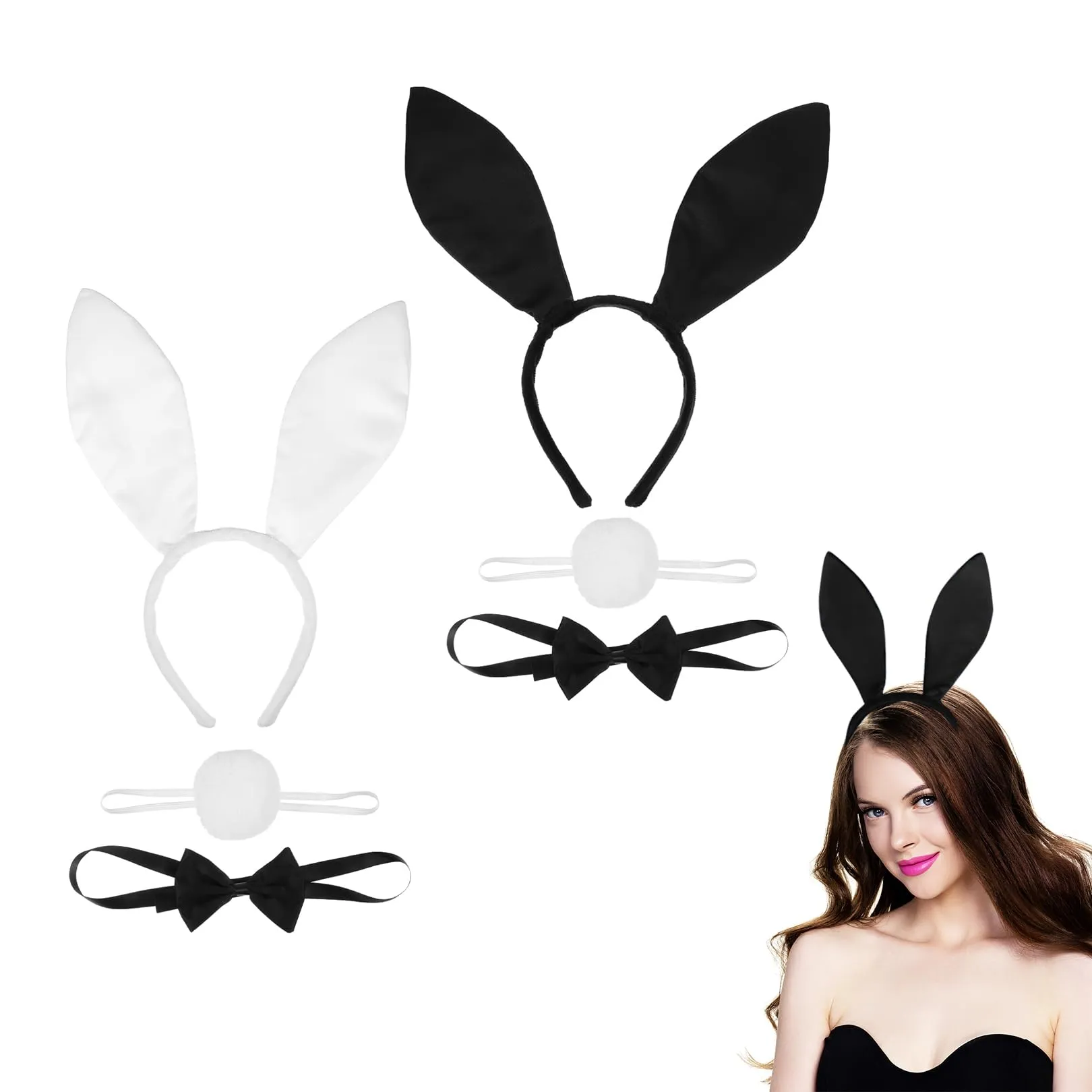 Set di costume da coniglio, cerchietto con orecchie da coniglio per - immagine 1