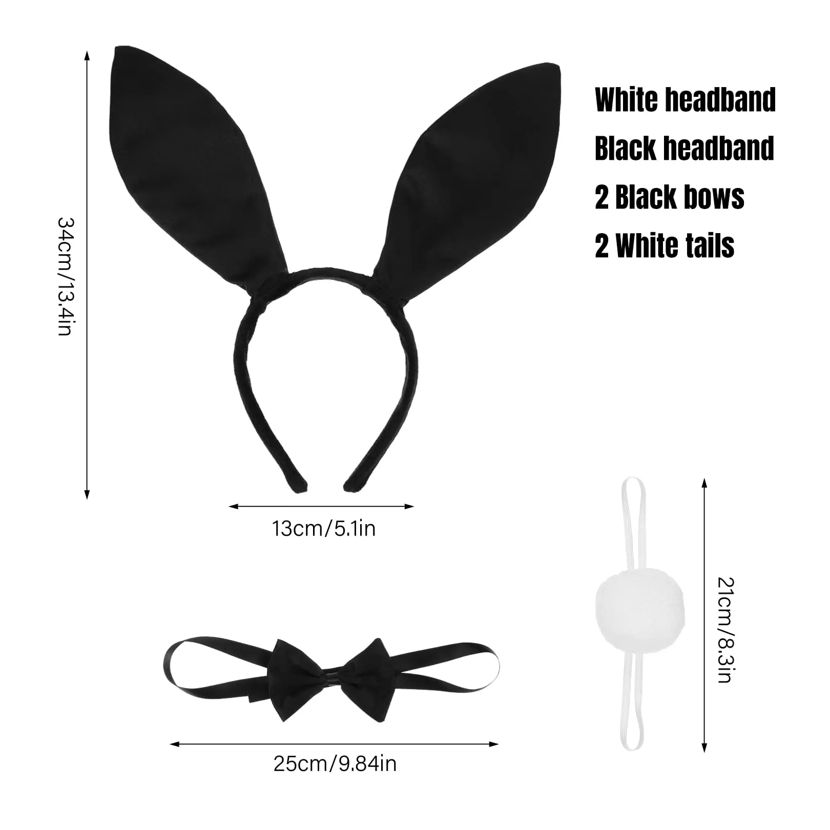 Set di costume da coniglio, cerchietto con orecchie da coniglio per - immagine 2