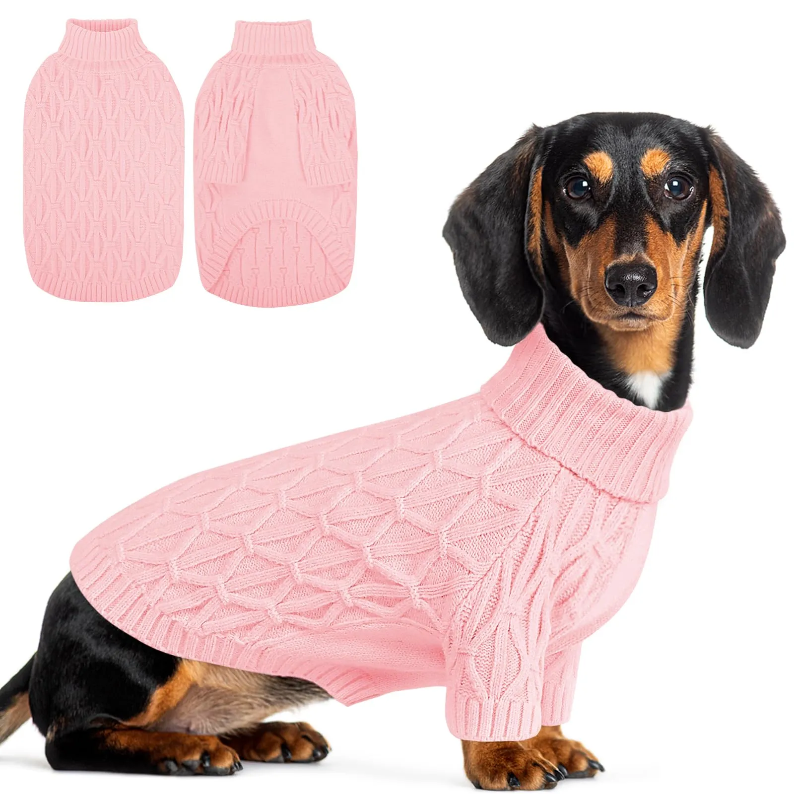 Queenmore Maglione per Cani, Maglioncino Cane Morbido e Elastico con Collo Alto, Felpa Cane per Maltese, Pomeranian, Barboncino e Lagotto Romagnolo, Rosa, S - immagine 1