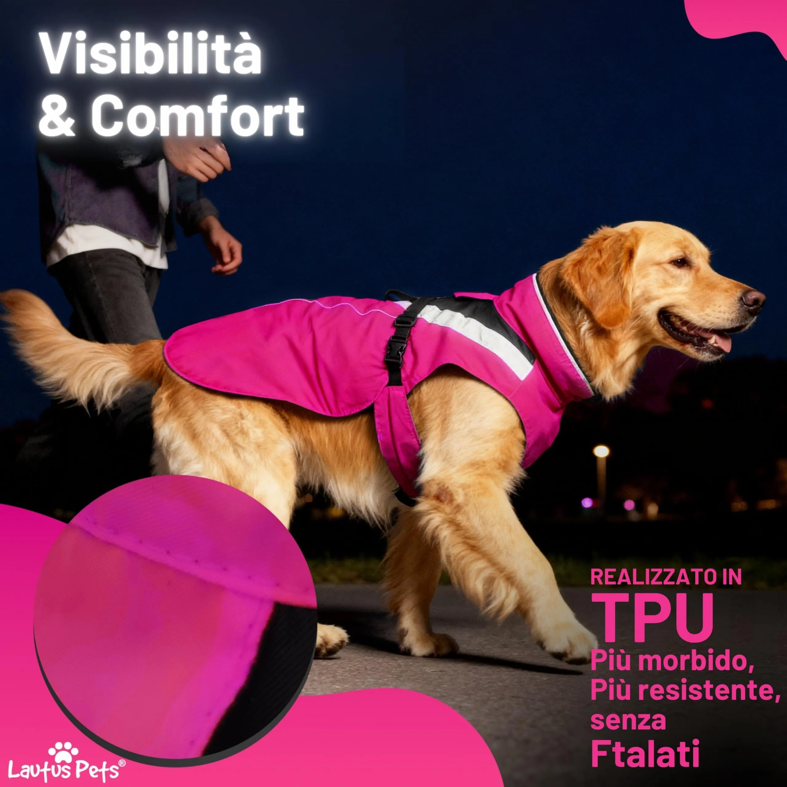 Lautus Pets Impermeabile Cane, Accessori Per Cani, Strisce Riflettenti - immagine 4