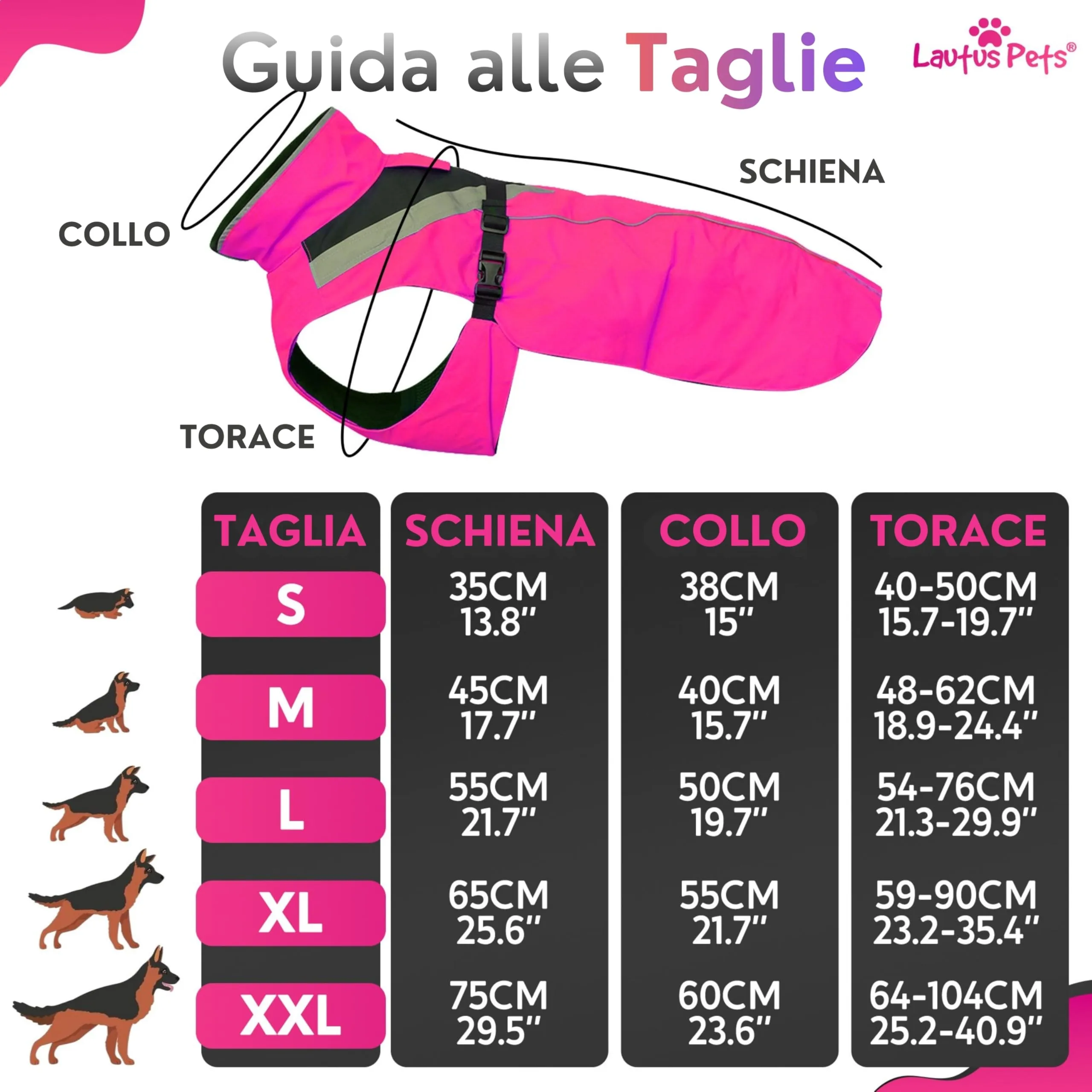 Lautus Pets Impermeabile Cane, Accessori Per Cani, Strisce Riflettenti - immagine 7