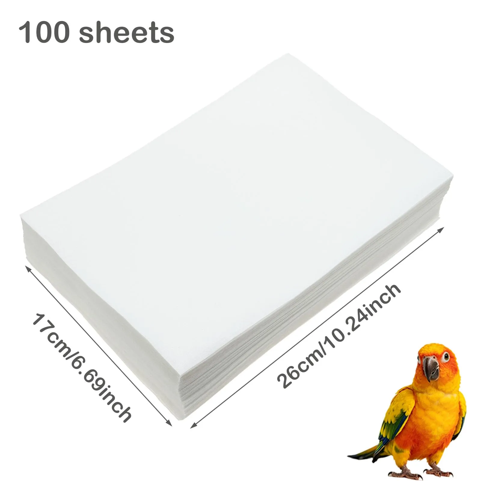 Allazone 100 Fogli in Tessuto Non Tessuto per Gabbie per Uccelli, Fogli di Carta per Gabbie per Uccelli, Pretagliati e Assorbenti per Gabbie per Animali Domestici, 17 x 26 cm (6.7 x 10.2 Pollici) - immagine 2