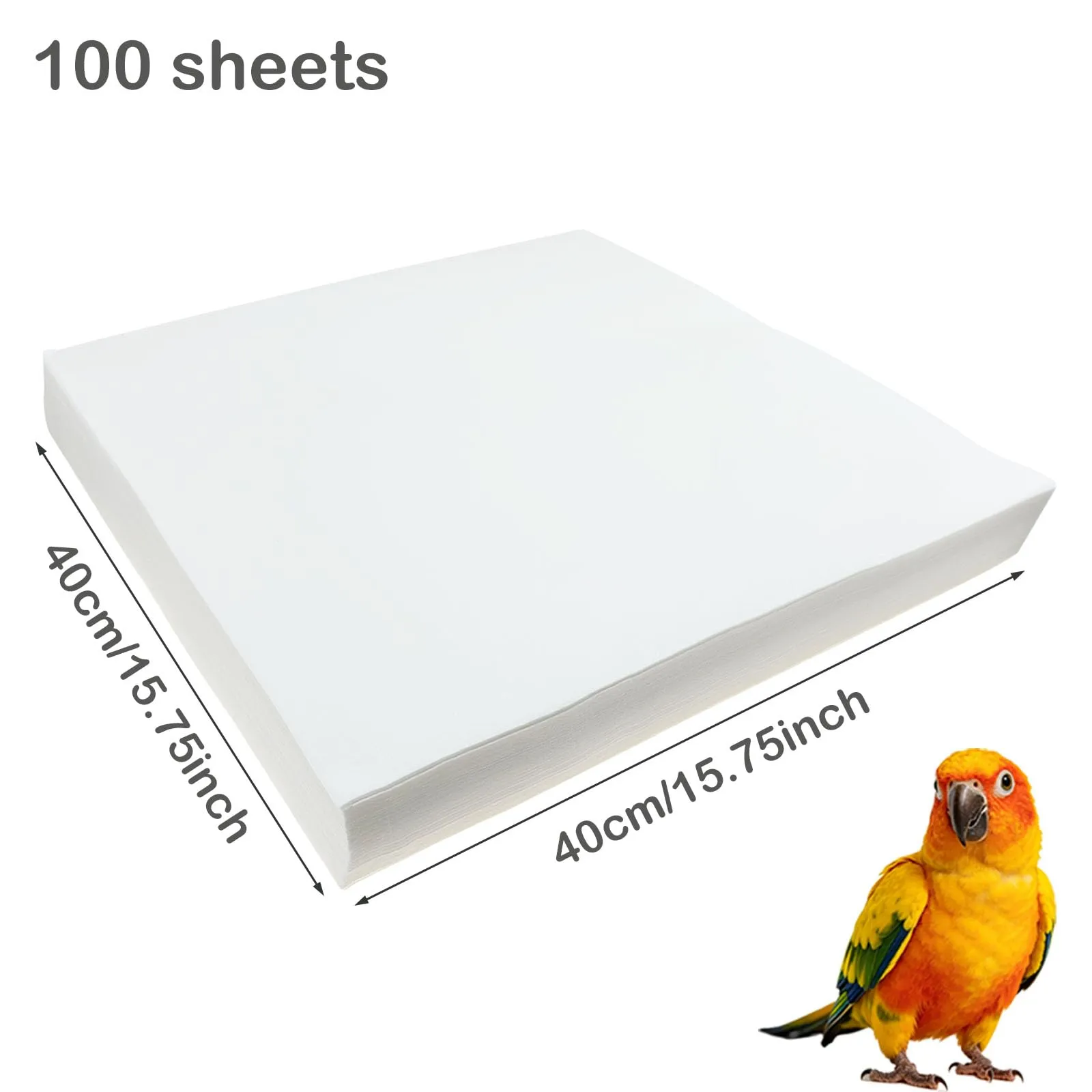 Allazone 100 Fogli in Tessuto Non Tessuto per Gabbie per Uccelli, Fogli di Carta per Gabbie per Uccelli, Pretagliati e Assorbenti per Gabbie per Animali Domestici, 40 x 40cm - immagine 2