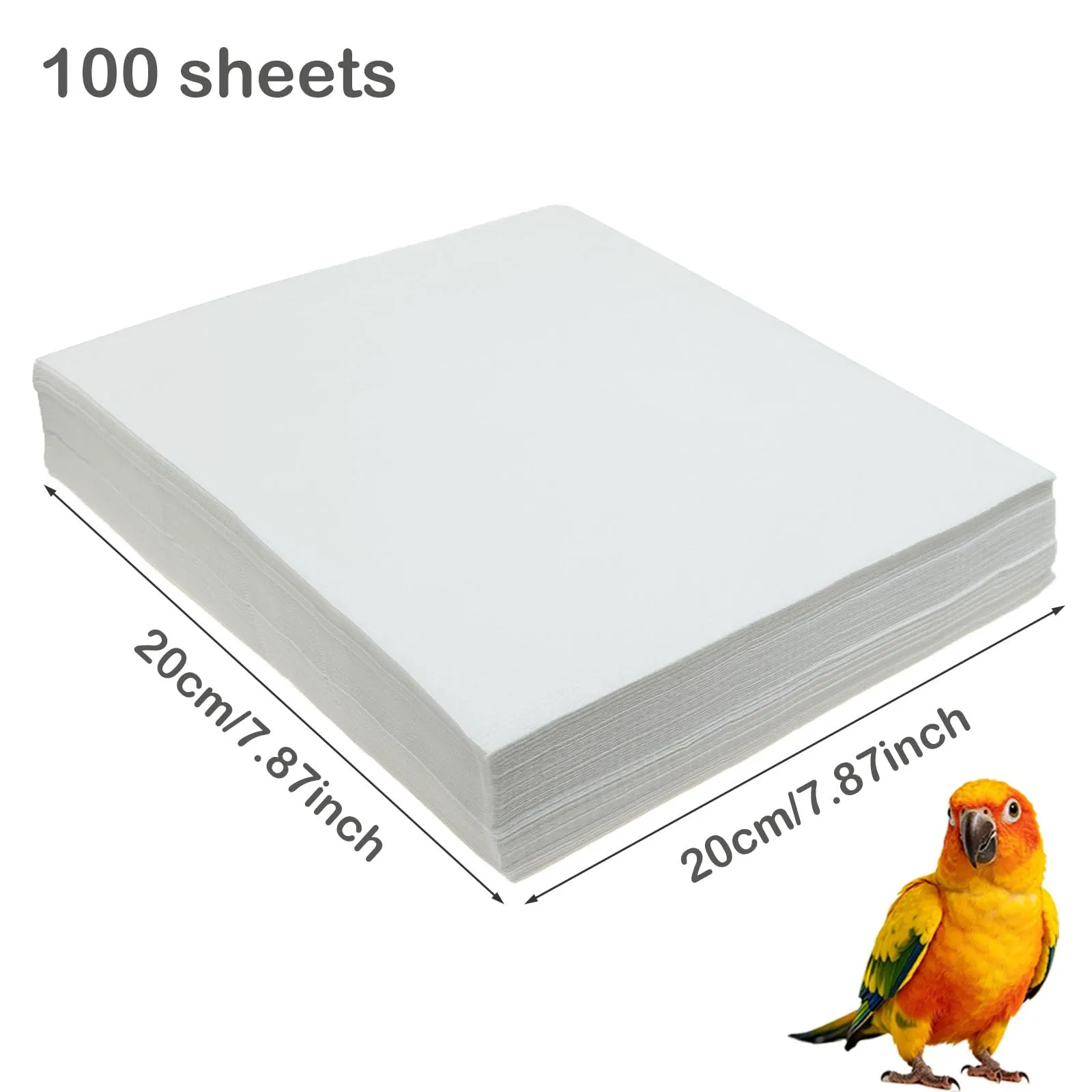 Allazone 100 Fogli in Tessuto Non Tessuto per Gabbie per Uccelli, Fogli di Carta per Gabbie per Uccelli, Pretagliati e Assorbenti per Gabbie per Animali Domestici, 20 x 20 cm - immagine 2