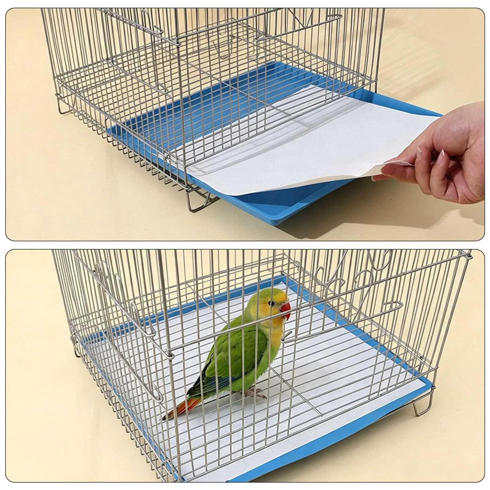 Allazone 100 Fogli in Tessuto Non Tessuto per Gabbie per Uccelli, Fogli di Carta per Gabbie per Uccelli, Pretagliati e Assorbenti per Gabbie per Animali Domestici, 20 x 20 cm - immagine 6
