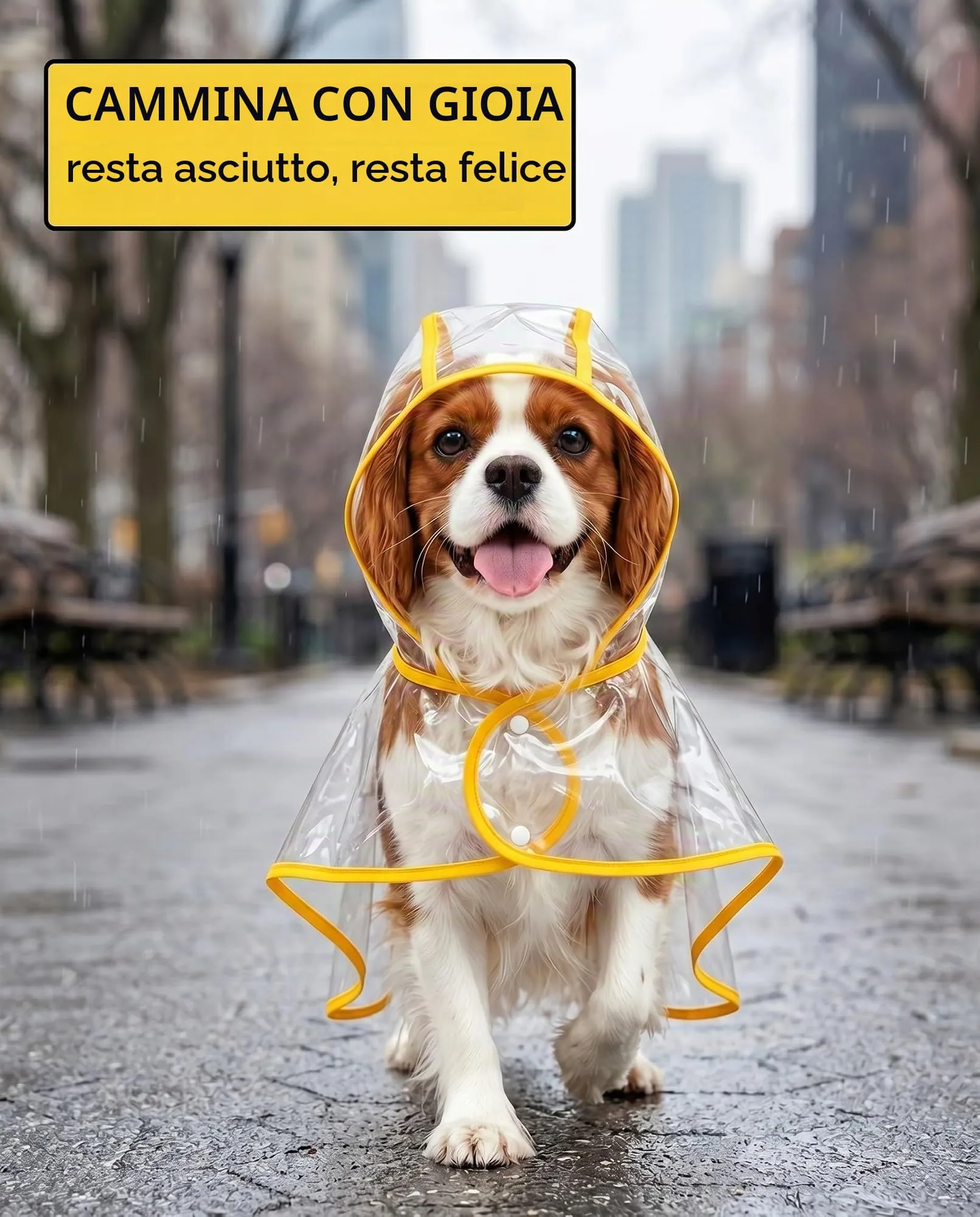 KRVNTH Impermeabile per Cani 1 Pz | Mantella Pioggia con Cappuccio e Foro Guinzaglio, Design Ergonomico che Garantisce Asciugatura Rapida e Zero Restrizione nei Movimenti - immagine 2