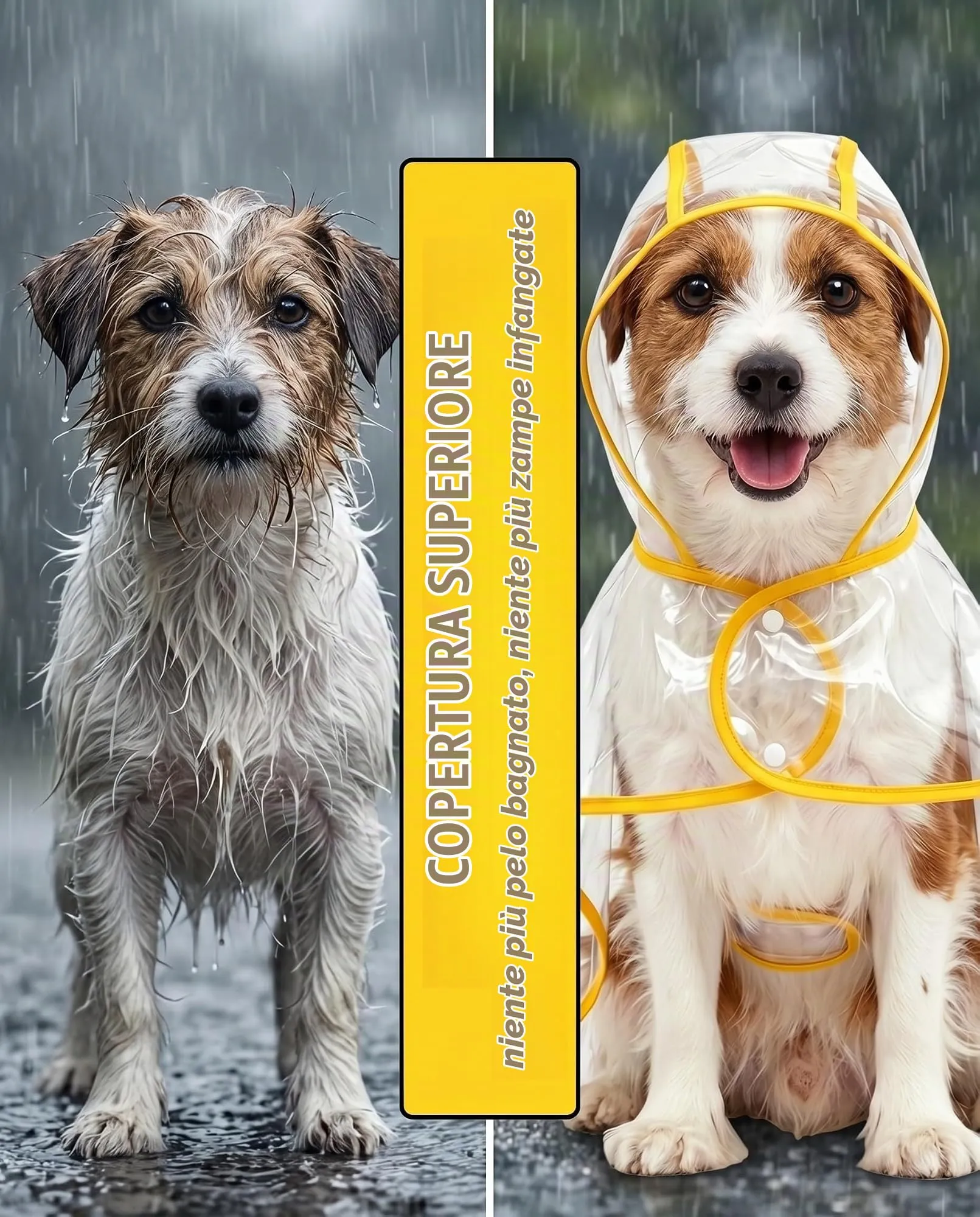 KRVNTH Impermeabile per Cani 1 Pz | Mantella Pioggia con Cappuccio e Foro Guinzaglio, Design Ergonomico che Garantisce Asciugatura Rapida e Zero Restrizione nei Movimenti - immagine 5