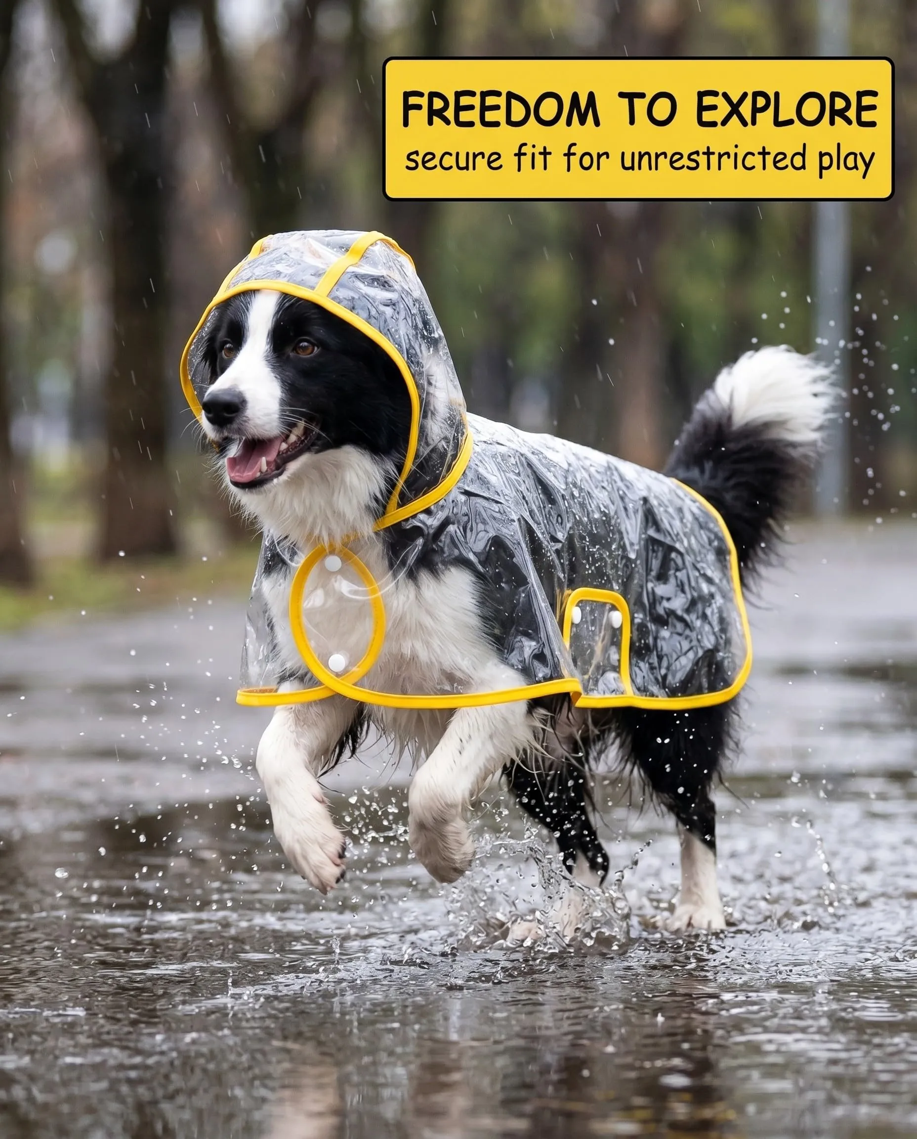 KRVNTH Impermeabile per Cani 1 Pz | Mantella Pioggia con Cappuccio e Foro Guinzaglio, Design Ergonomico che Garantisce Asciugatura Rapida e Zero Restrizione nei Movimenti - immagine 6