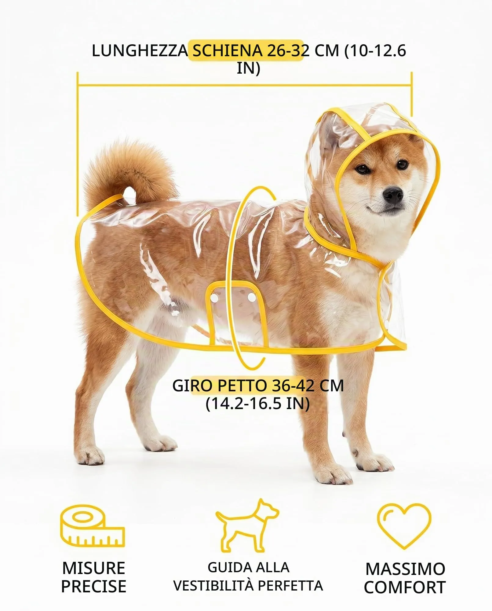 KRVNTH Impermeabile per Cani 1 Pz | Mantella Pioggia con Cappuccio e Foro Guinzaglio, Design Ergonomico che Garantisce Asciugatura Rapida e Zero Restrizione nei Movimenti - immagine 7